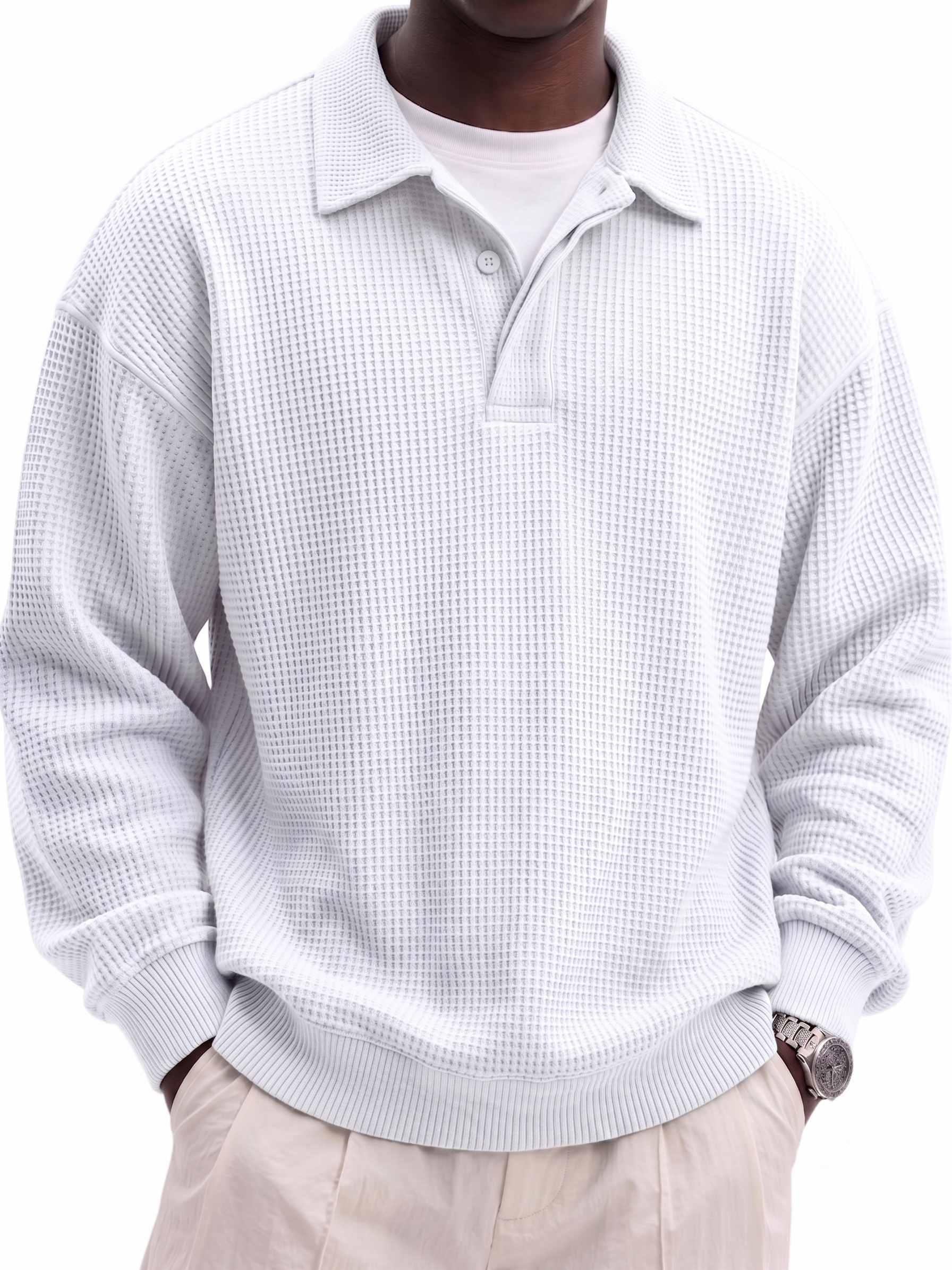 Urban Casual Waffle-Knit Polo Shirt