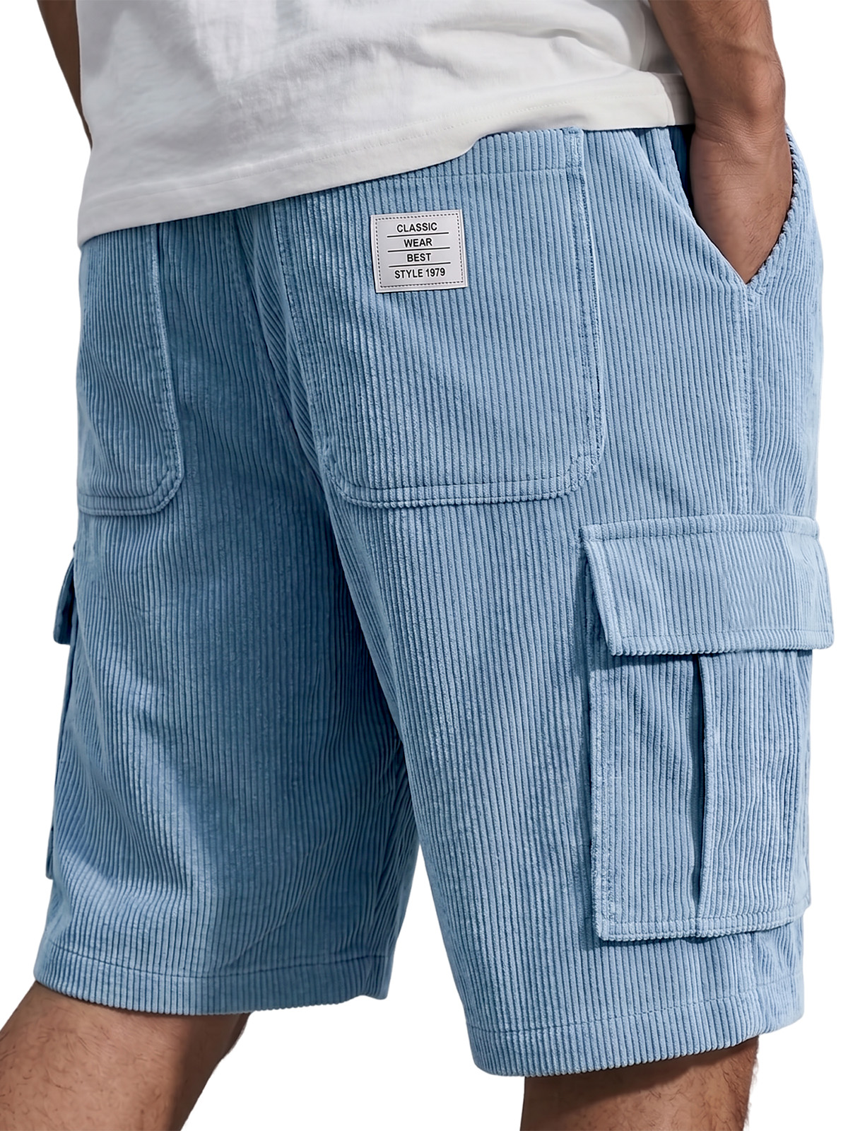 Practical Multi-Pocket Corduroy-Texture Work Shorts