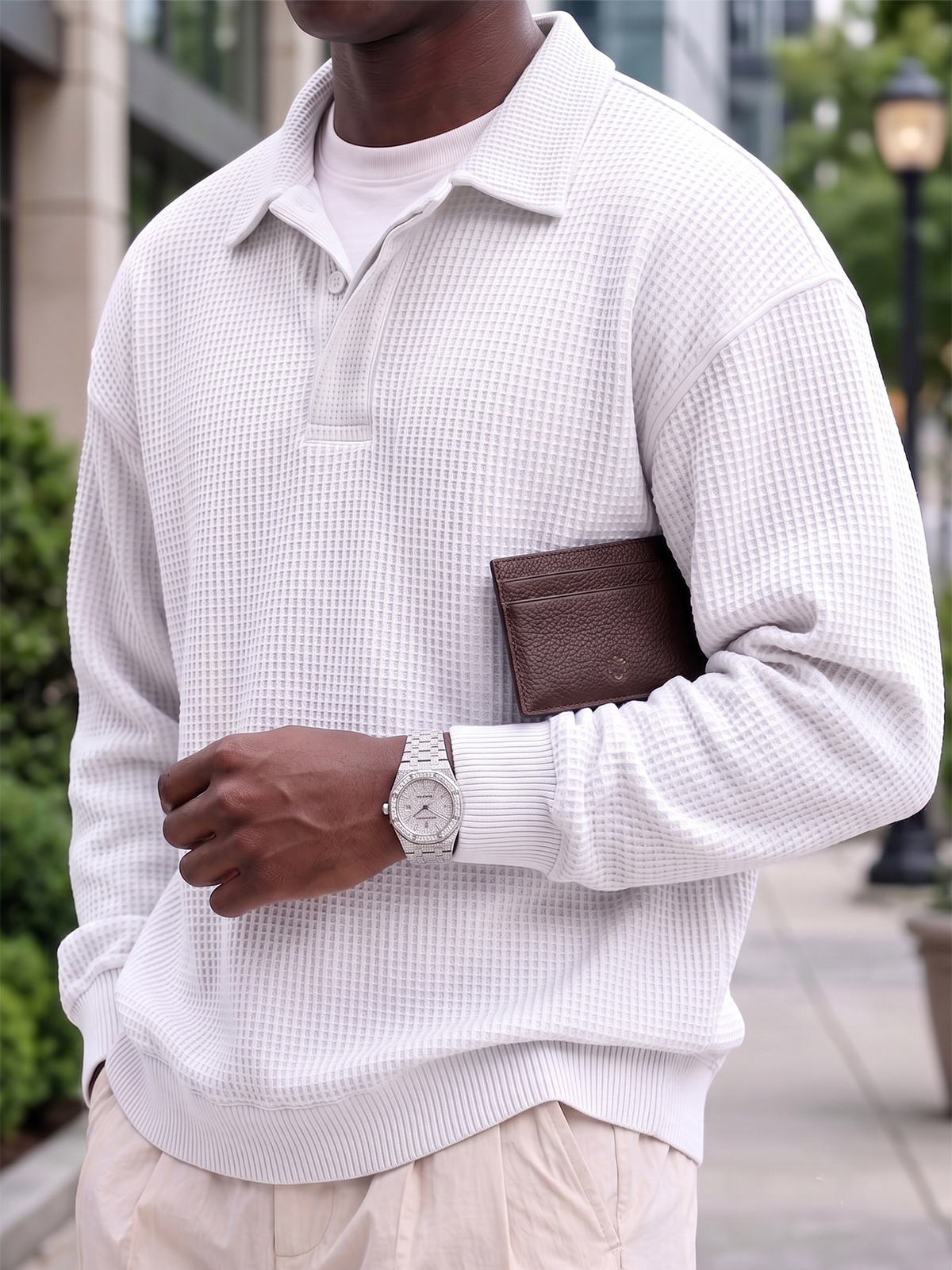 Urban Casual Waffle-Knit Polo Shirt