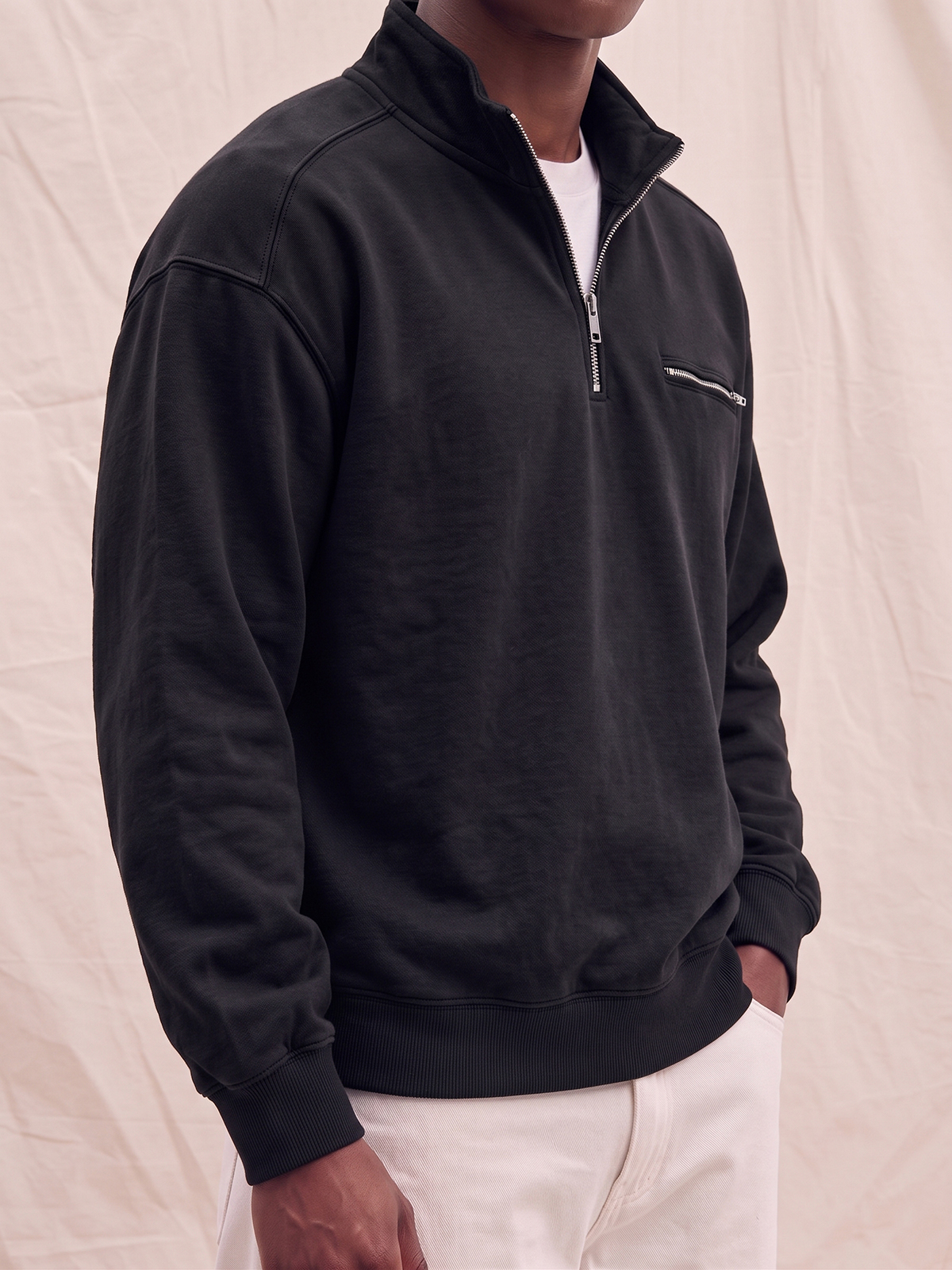 French Terry Multi-zip Pullover Sweatshirt
