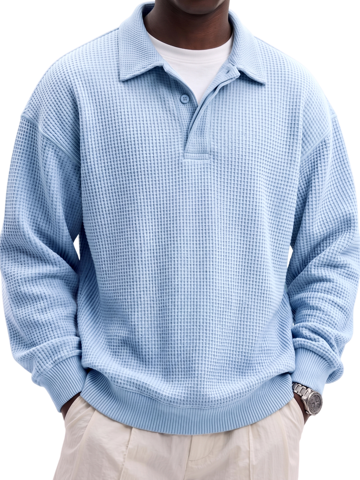 Urban Casual Waffle-Knit Polo Shirt
