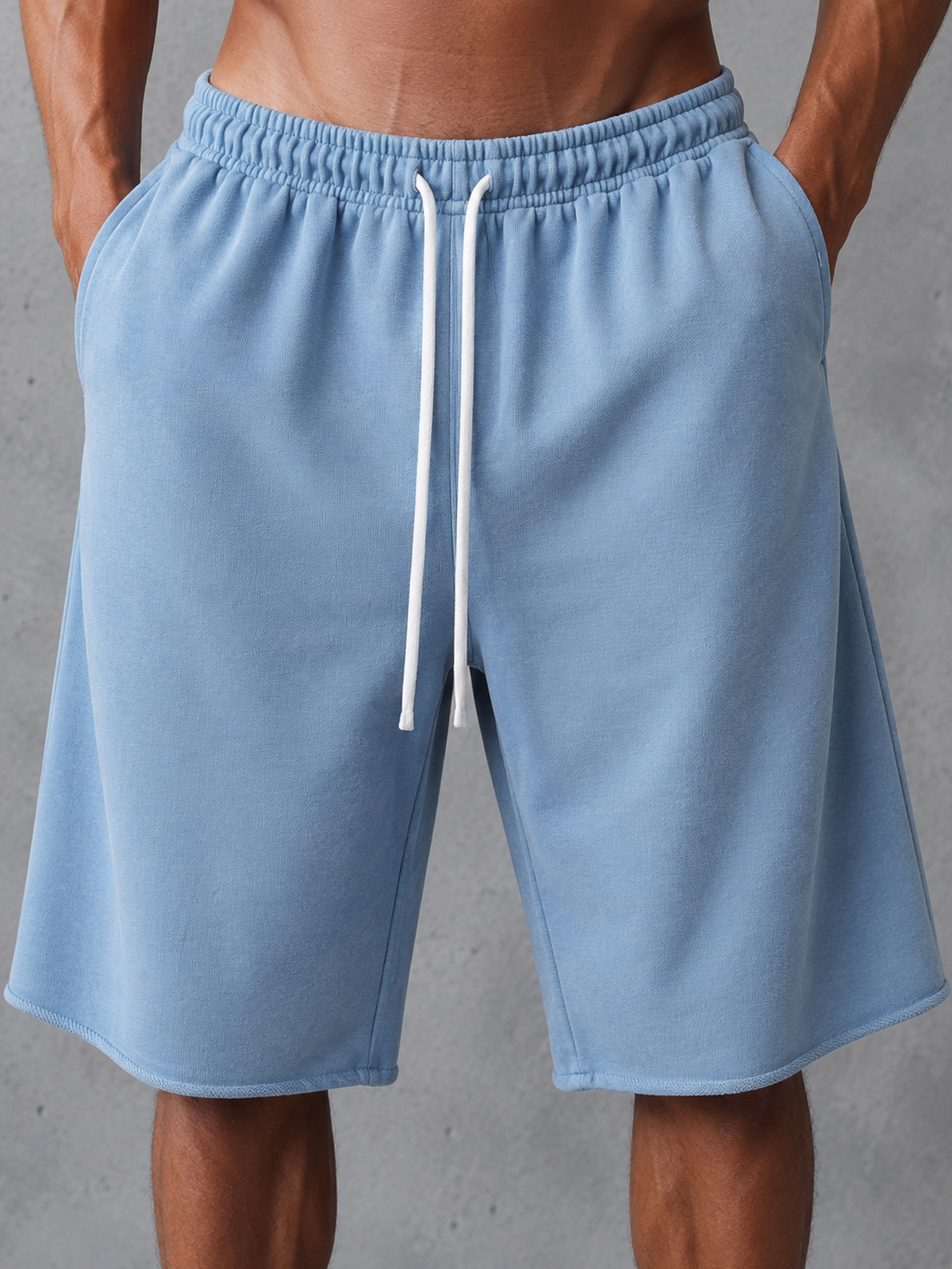 Heavyweight French Terry Cotton Drawstring Wide-Leg Shorts – Versatile Style