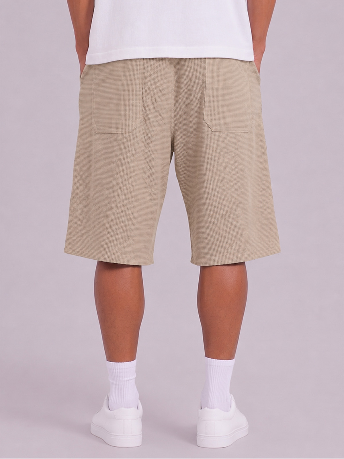 Breathable Waffle-Knit Textured Shorts with Vintage Deep Patch Pockets