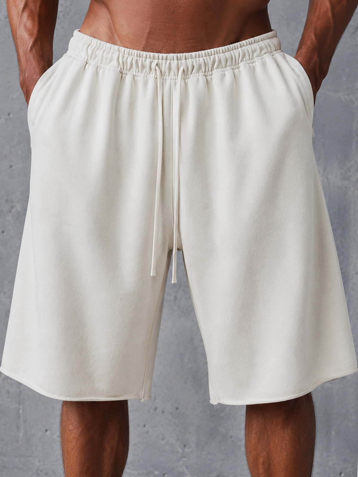 Heavyweight French Terry Cotton Drawstring Wide-Leg Shorts – Versatile Style