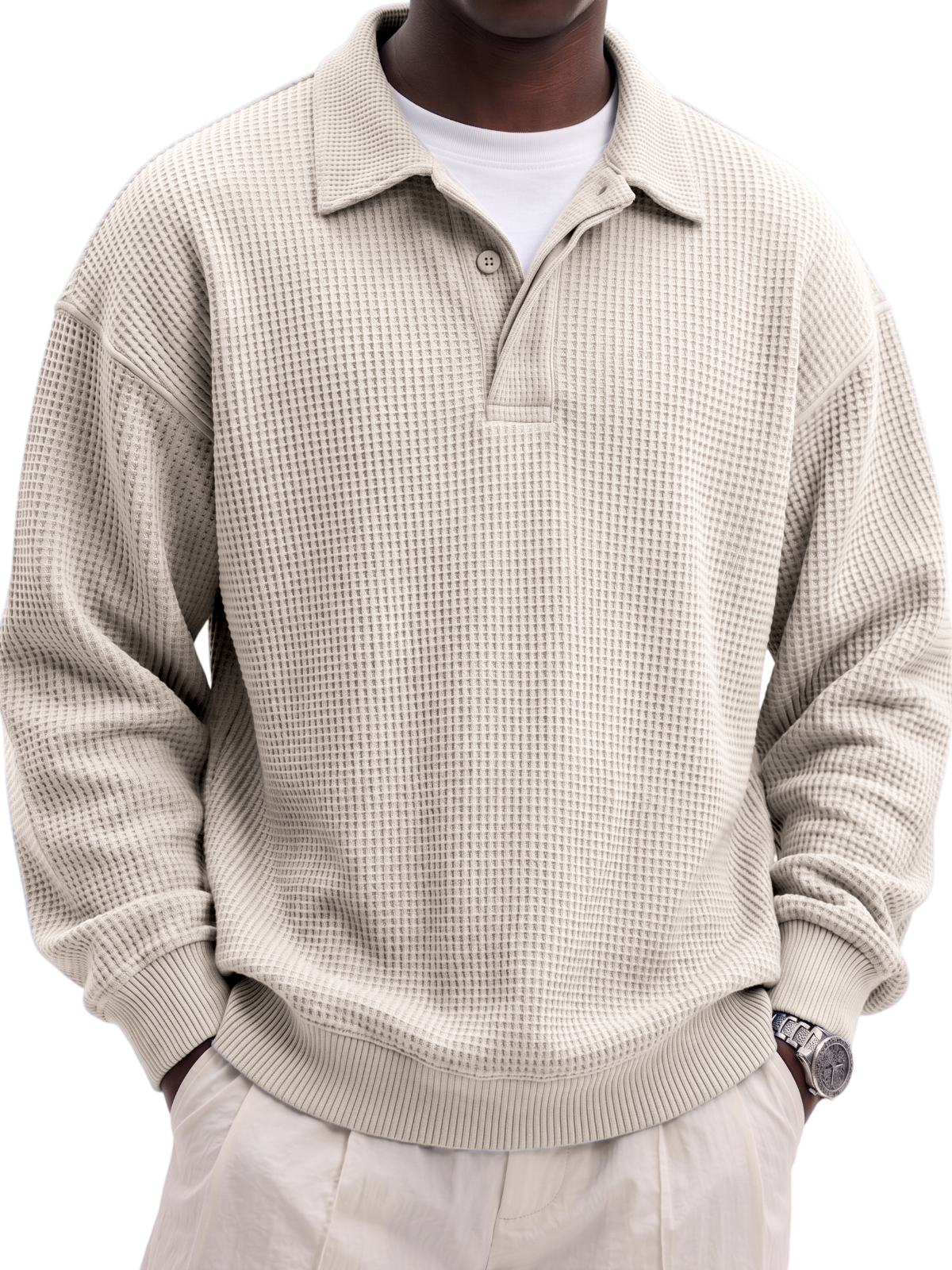 Urban Casual Waffle-Knit Polo Shirt
