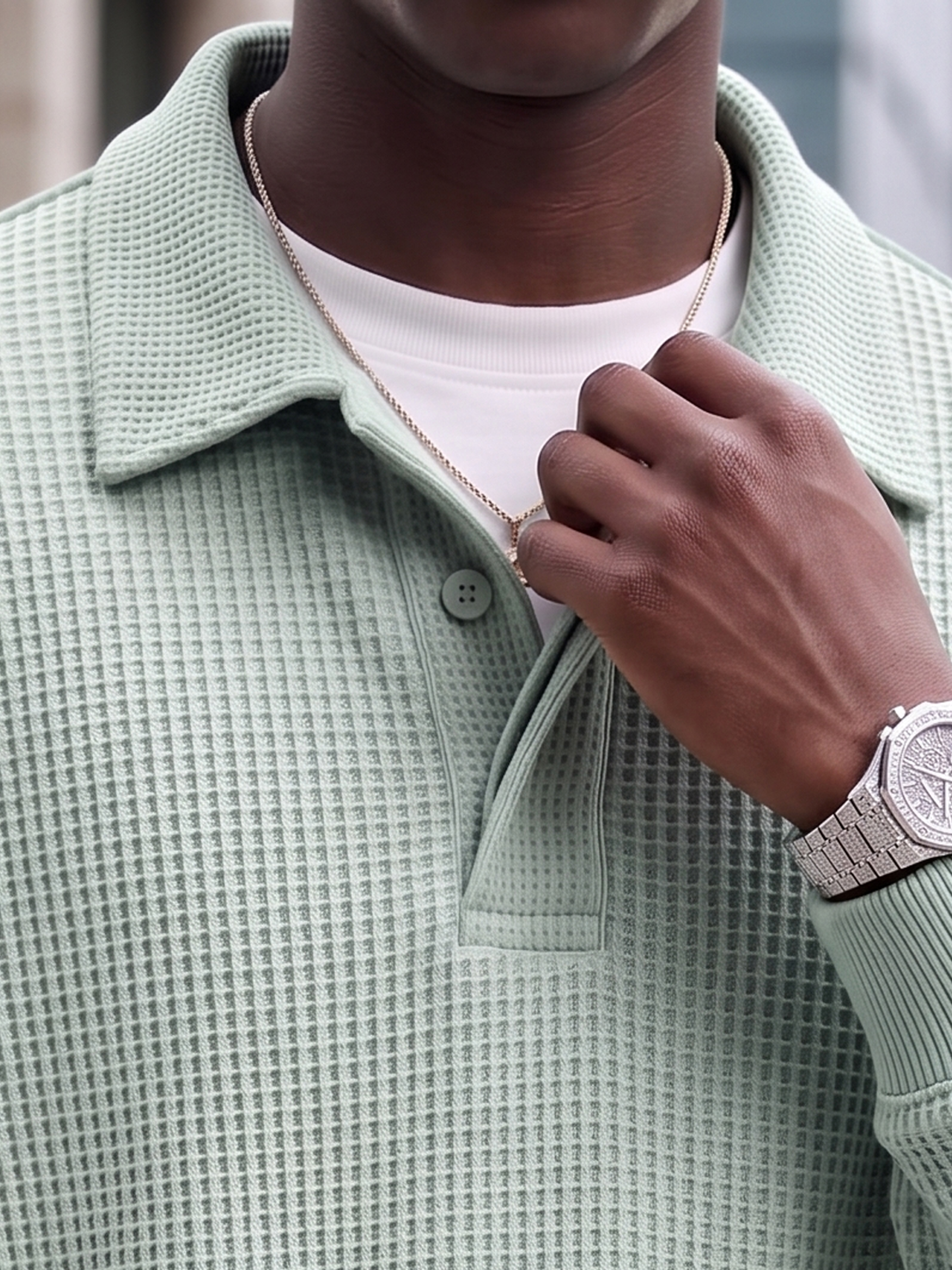 Urban Casual Waffle-Knit Polo Shirt