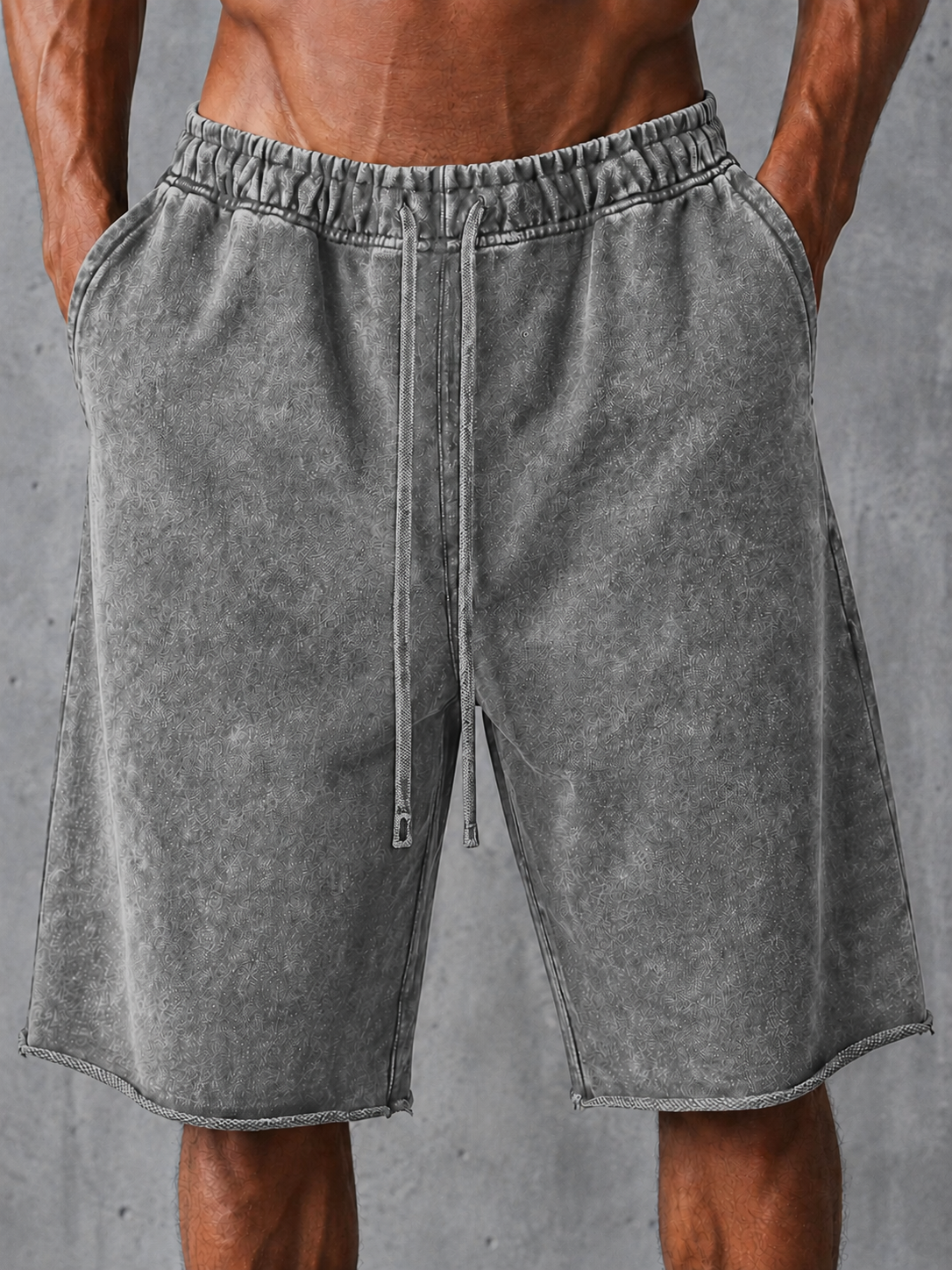 Stylish Heavyweight Distressed Cotton Drawstring Wide-Leg Sweatpants – Vintage Style
