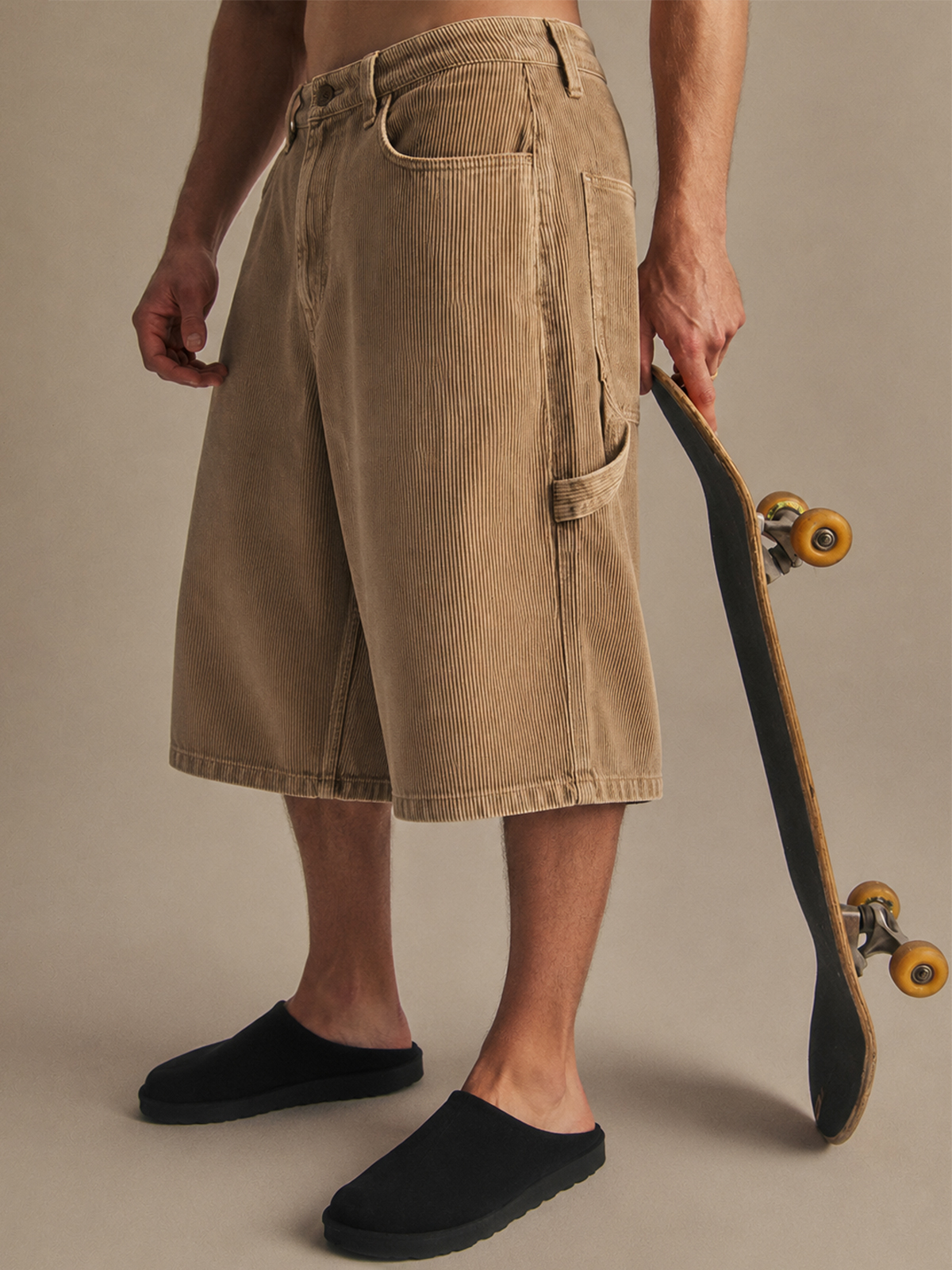 Vintage Stylish Cord Carpenter Baggy Ribbed Shorts