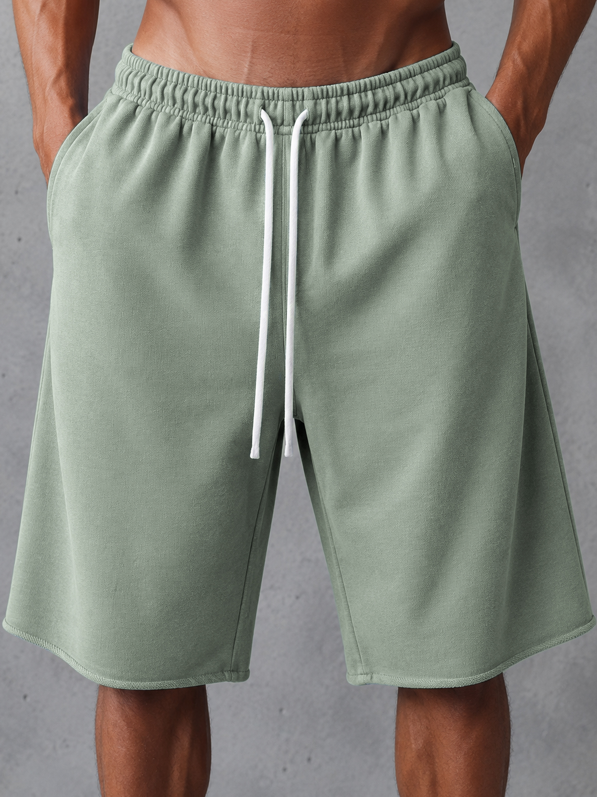Heavyweight French Terry Cotton Drawstring Wide-Leg Shorts – Versatile Style