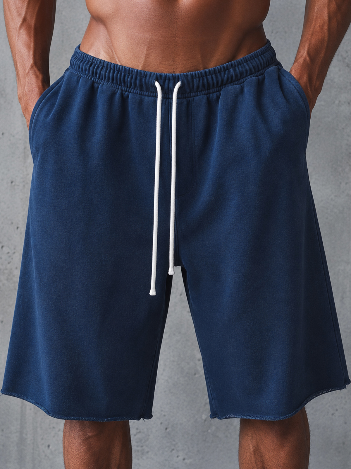 Heavyweight French Terry Cotton Drawstring Wide-Leg Shorts – Versatile Style