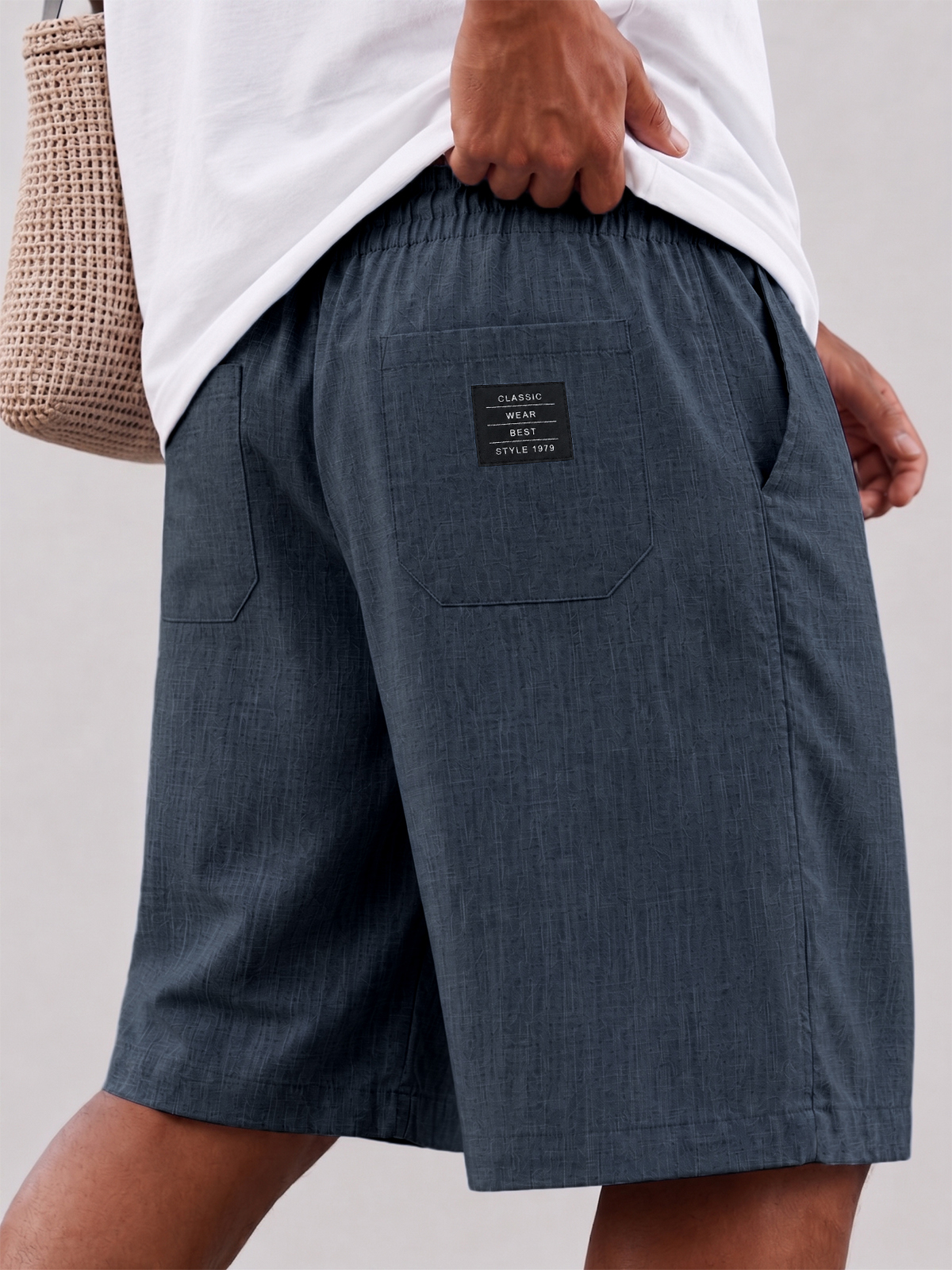 Breathable Hemp-Linen Blend Multi-Pocket Vacation-Style Shorts