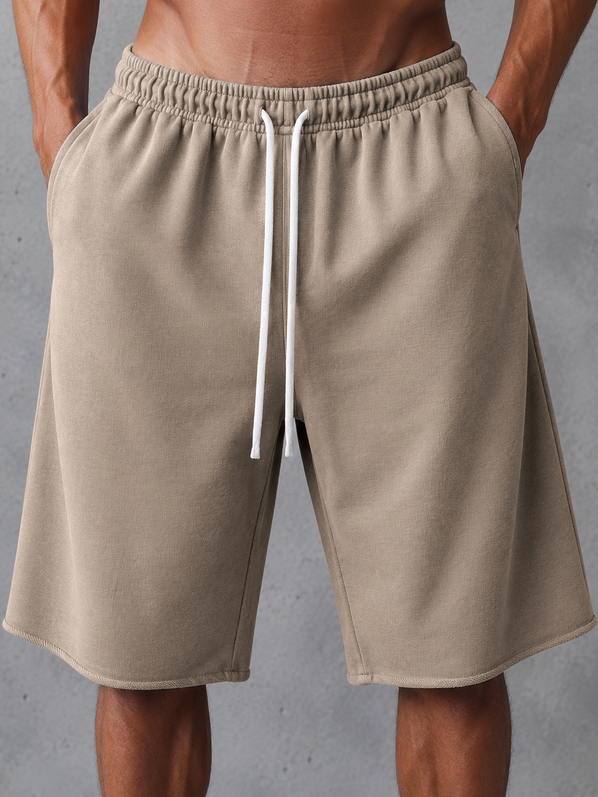 Heavyweight French Terry Cotton Drawstring Wide-Leg Shorts – Versatile Style