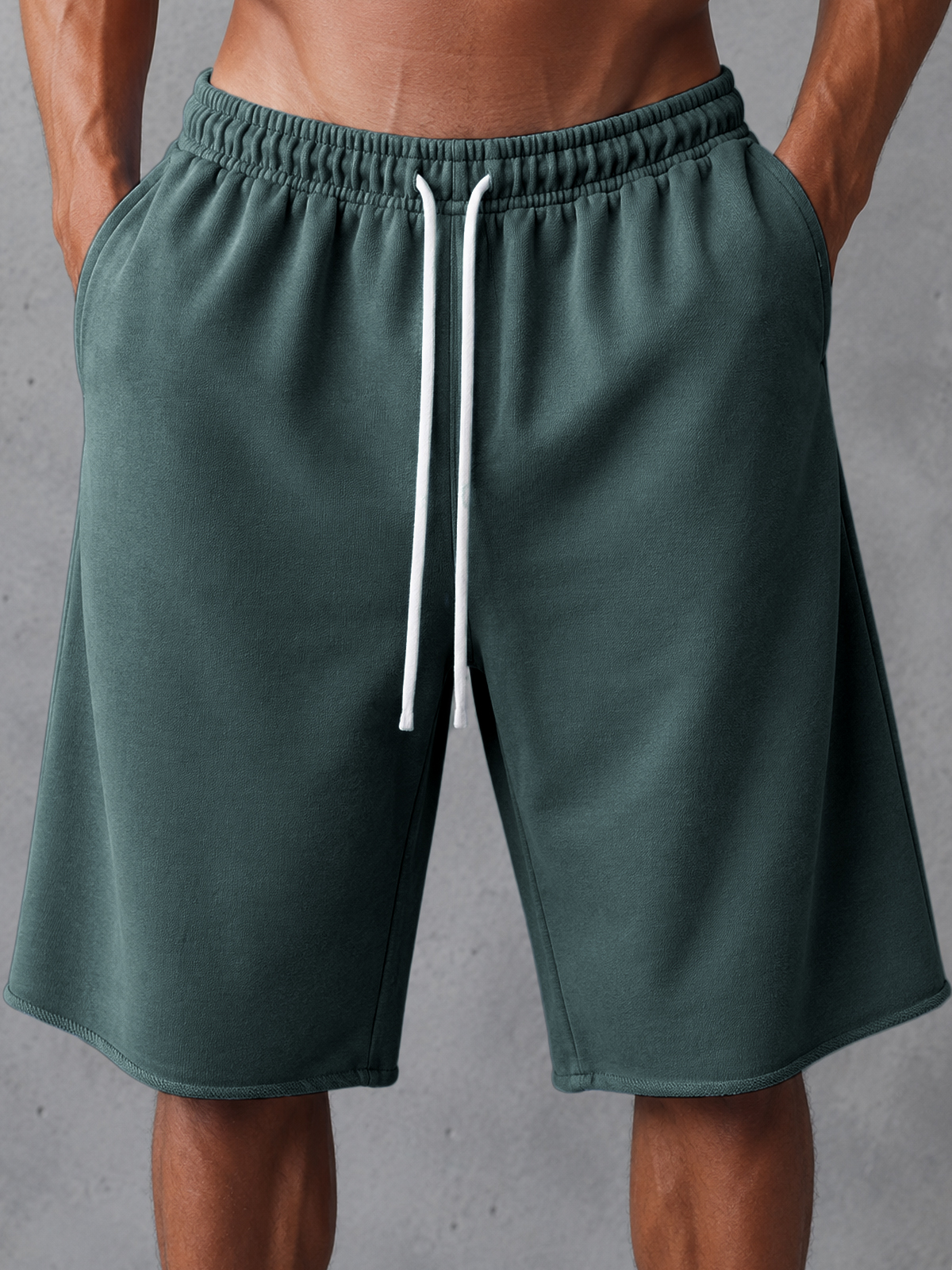 Heavyweight French Terry Cotton Drawstring Wide-Leg Shorts – Versatile Style
