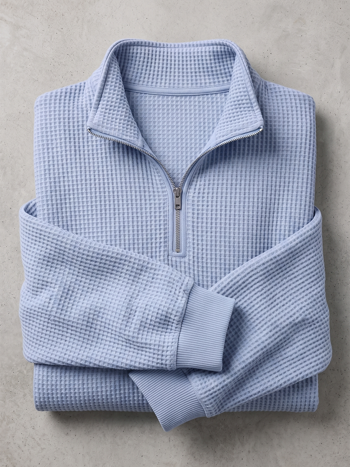 Waffle-textured Quarter-zip Polo Pullover
