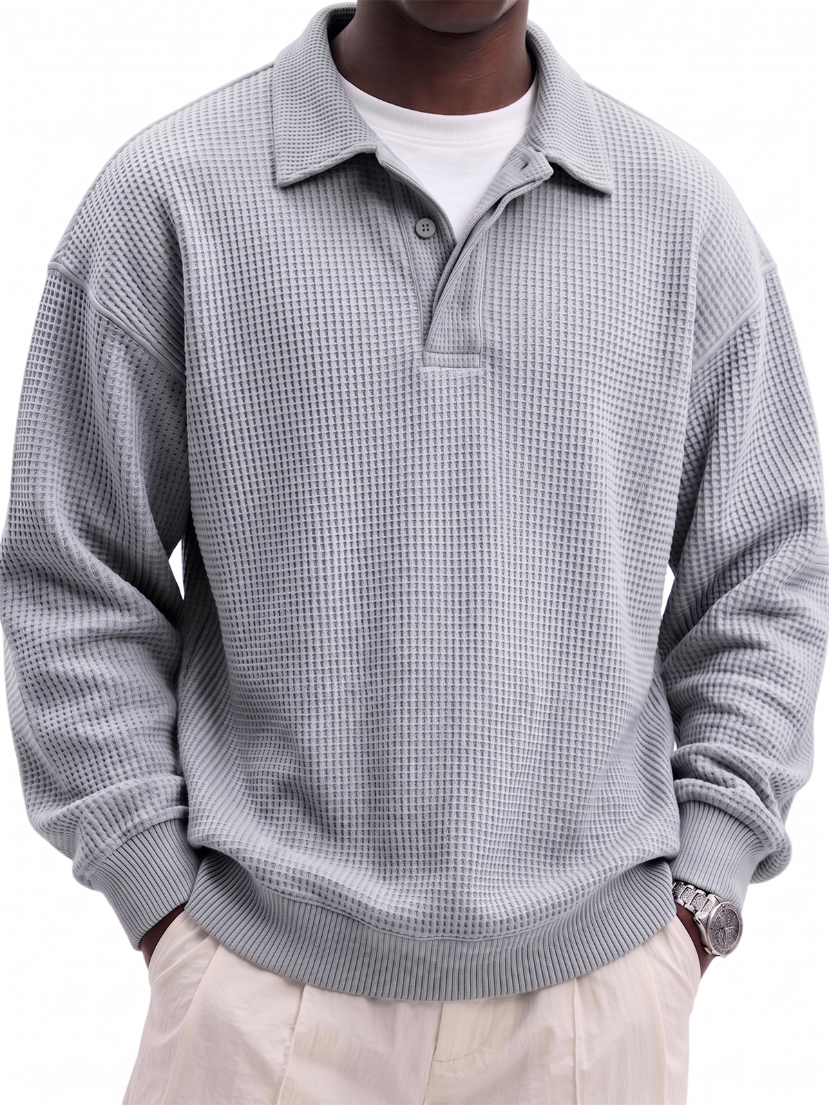 Urban Casual Waffle-Knit Polo Shirt