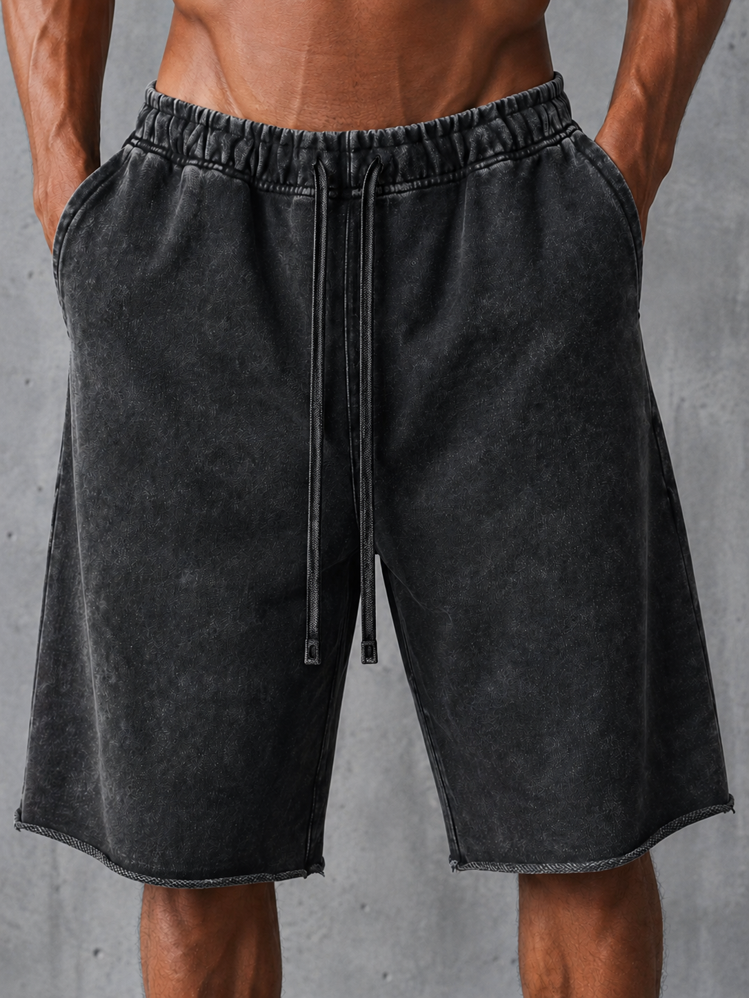 Stylish Heavyweight Distressed Cotton Drawstring Wide-Leg Sweatpants – Vintage Style