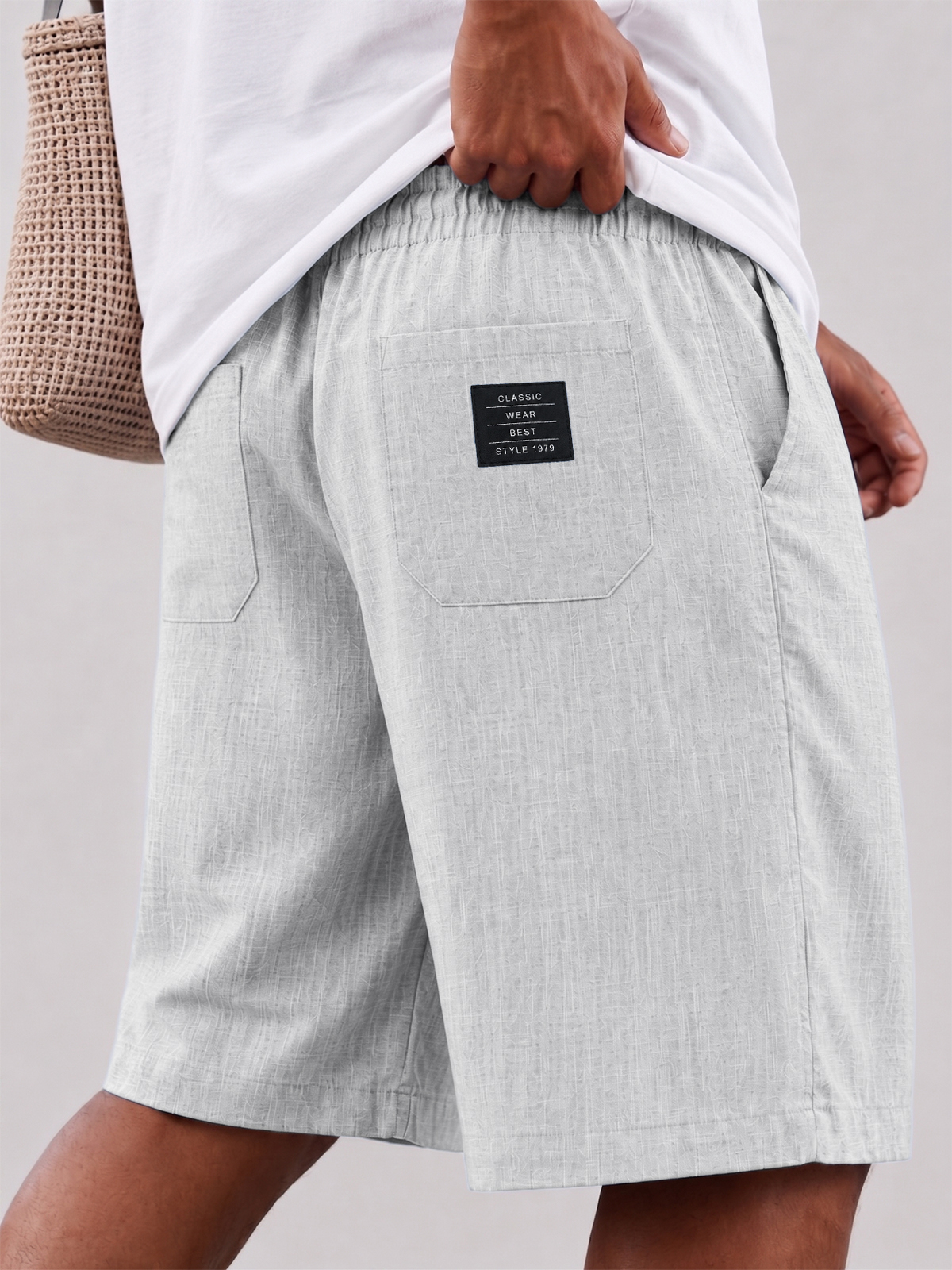 Breathable Hemp-Linen Blend Multi-Pocket Vacation-Style Shorts