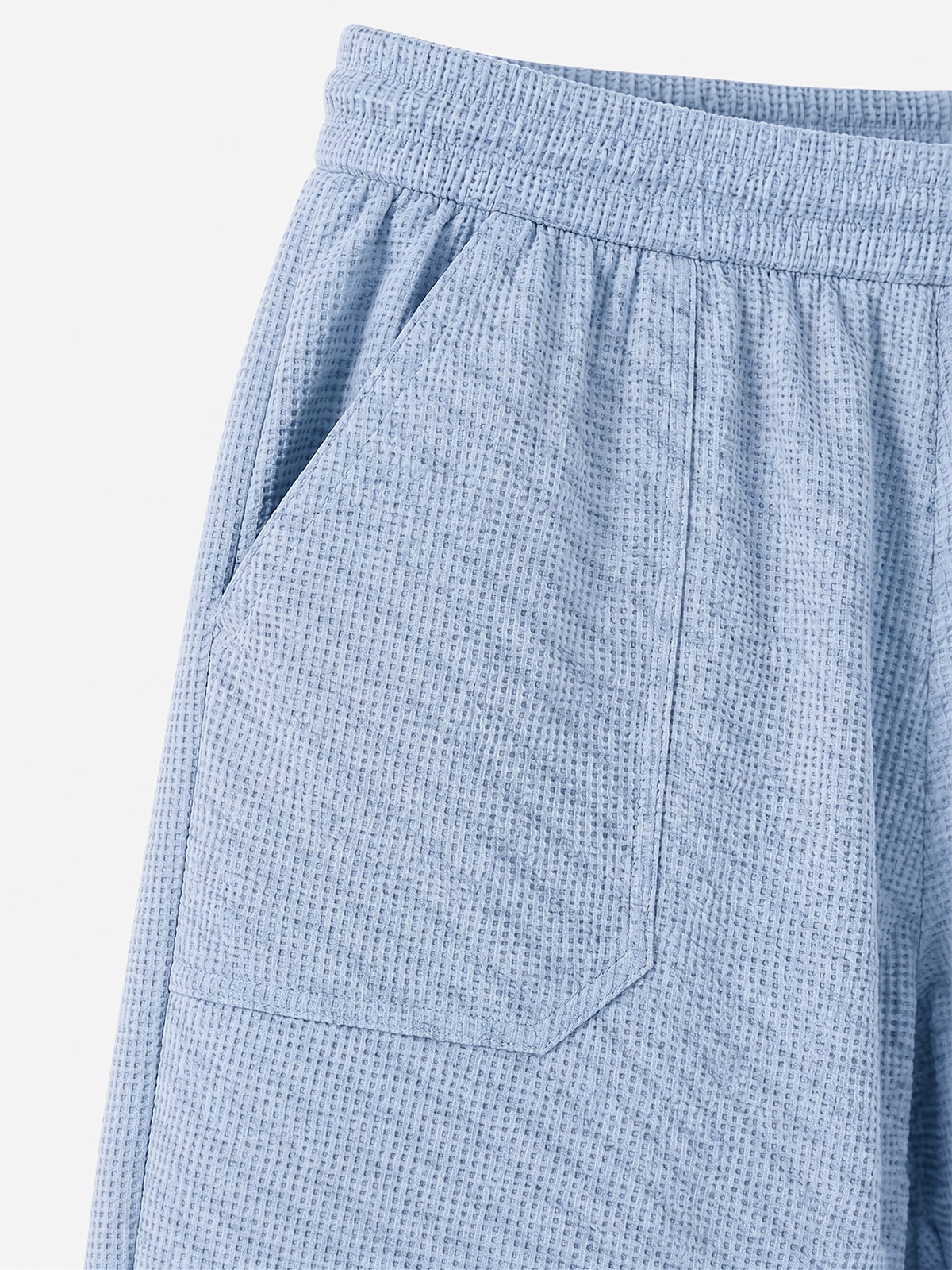 Breathable Waffle-Knit Textured Shorts with Vintage Deep Patch Pockets