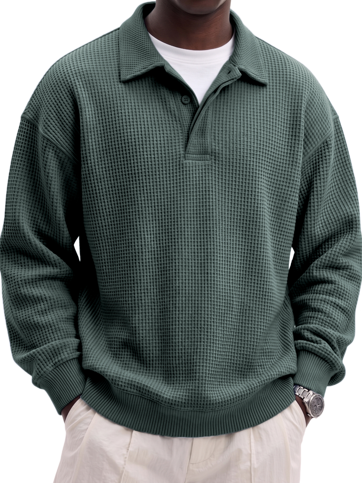 Urban Casual Waffle-Knit Polo Shirt