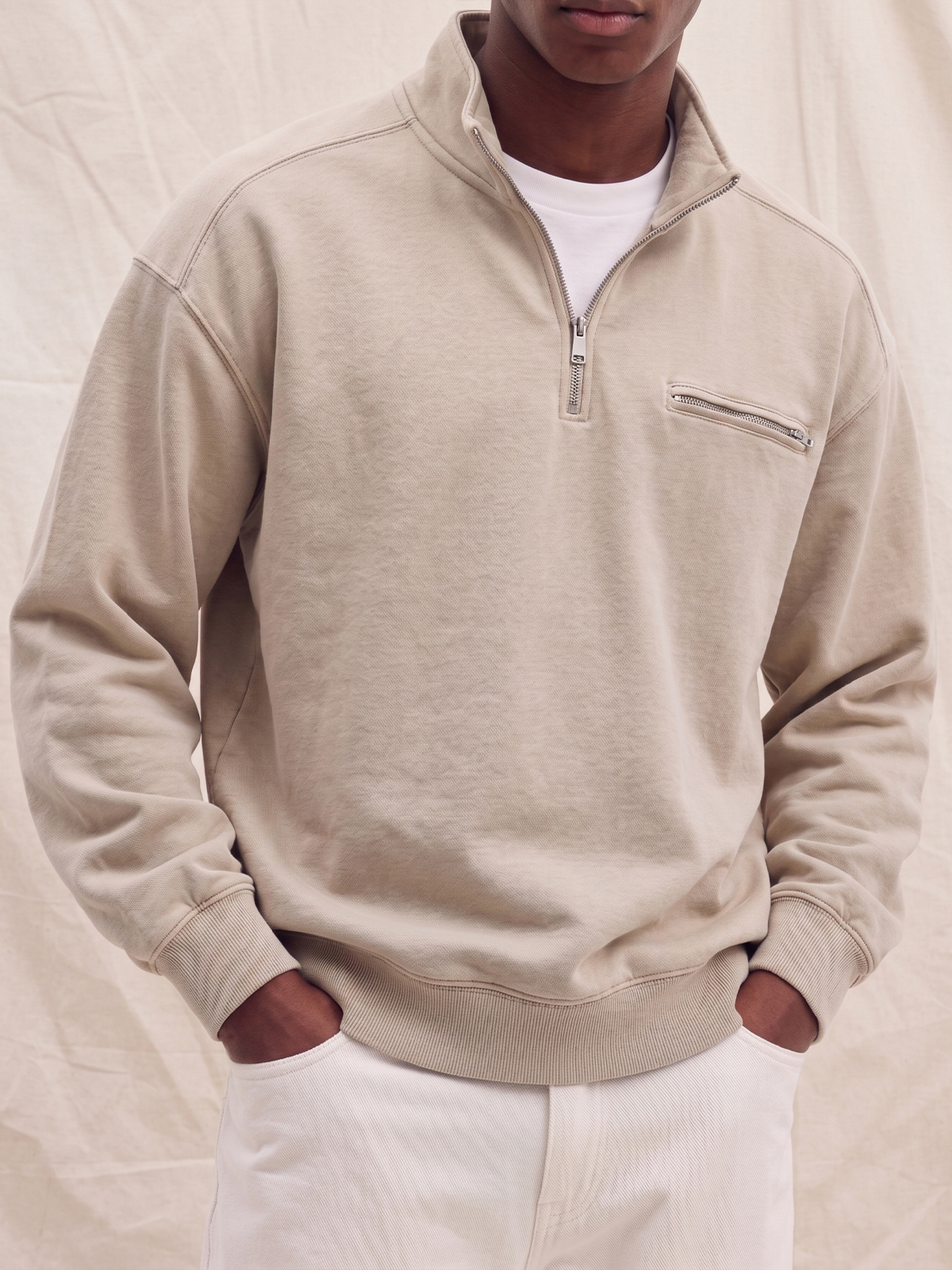French Terry Multi-zip Pullover Sweatshirt
