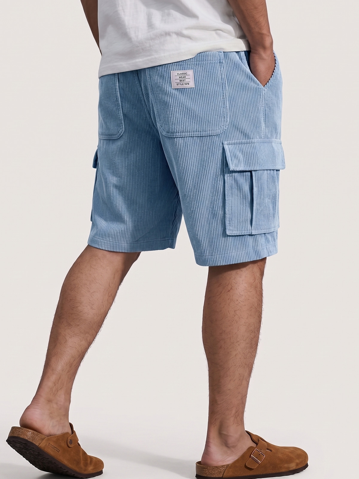 Practical Multi-Pocket Corduroy-Texture Work Shorts