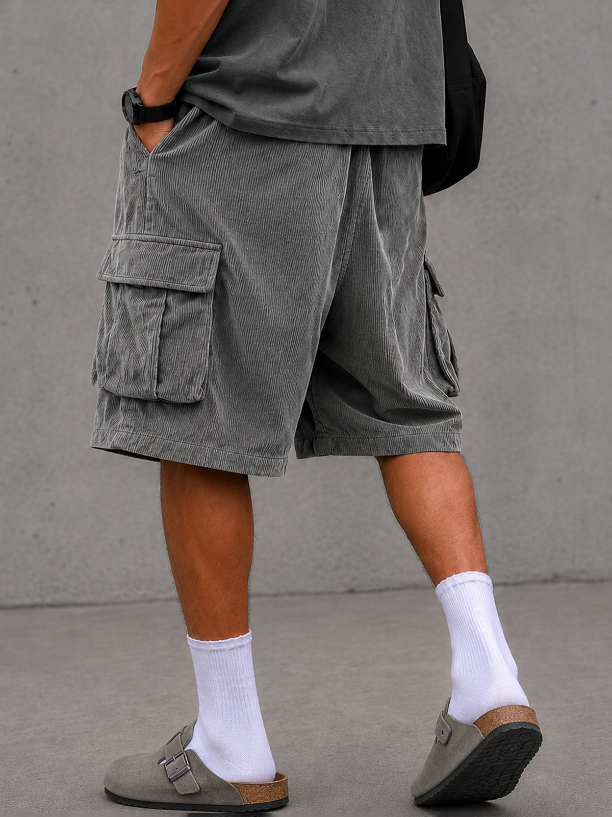 Stylish Corduroy Practical Multiple pockets Vintage Cargo Shorts