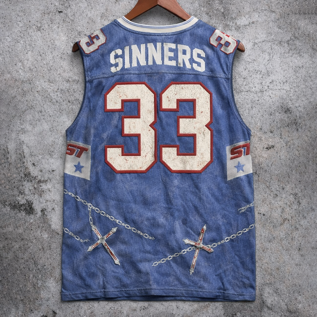 Vintage Graphic Sleeveless Jersey Distressed Angel Print Washed Blue Tank Top - Tanks & Sleeveless from NINEDGE