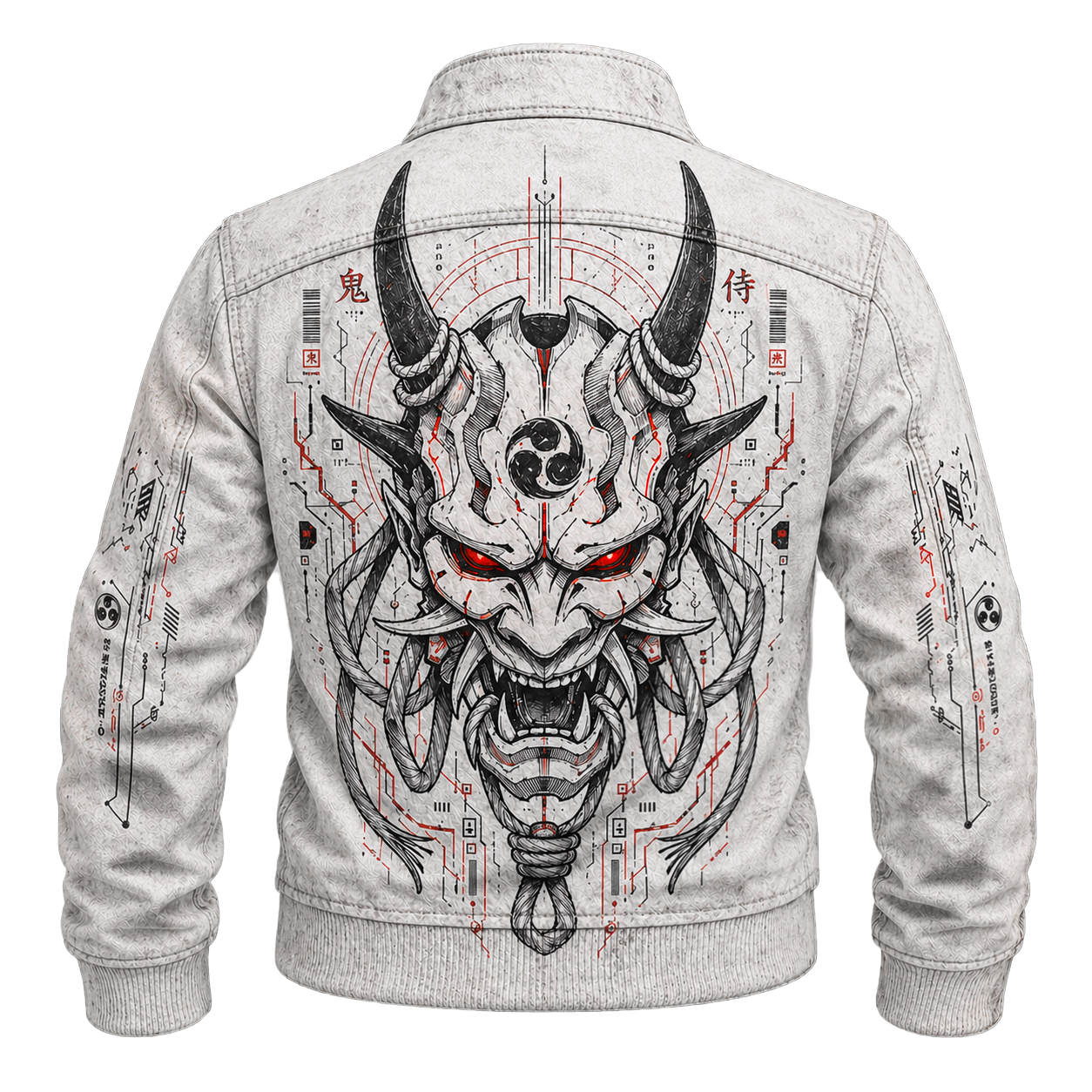 Graphic Denim Jacket Oni Demon Mask Cyberpunk Graphic Jacket - Graphic Jackets from NINEDGE