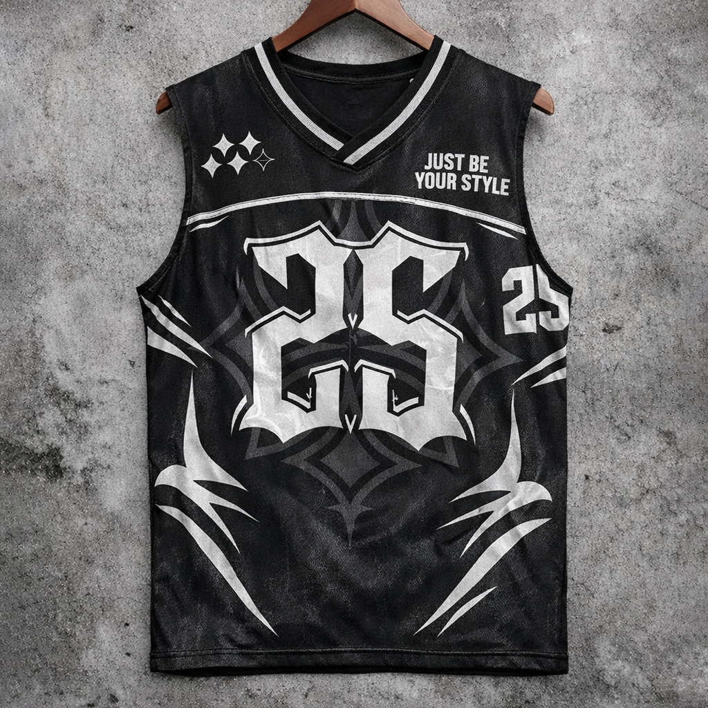 Streetwear Graphic Number Print Tank Top Black Sleeveless V-Neck Jersey - Tanks & Sleeveless from NINEDGE
