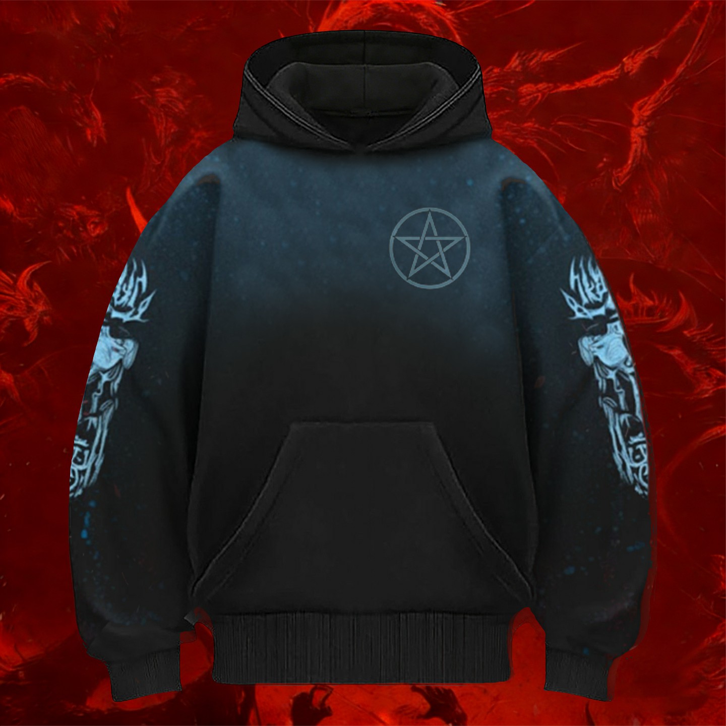 Gothic Macabre Skeleton Graphic Hoodie Dark Art Pullover Sweatshirt with Hood - Hoodies & Layers from NINEDGE