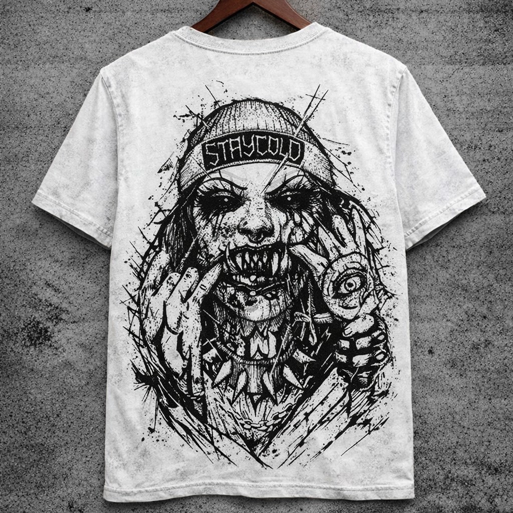 Dark Art Staycold Graphic T-Shirt Distressed Grunge Short Sleeve Tee - Graphic Tees from NINEDGE
