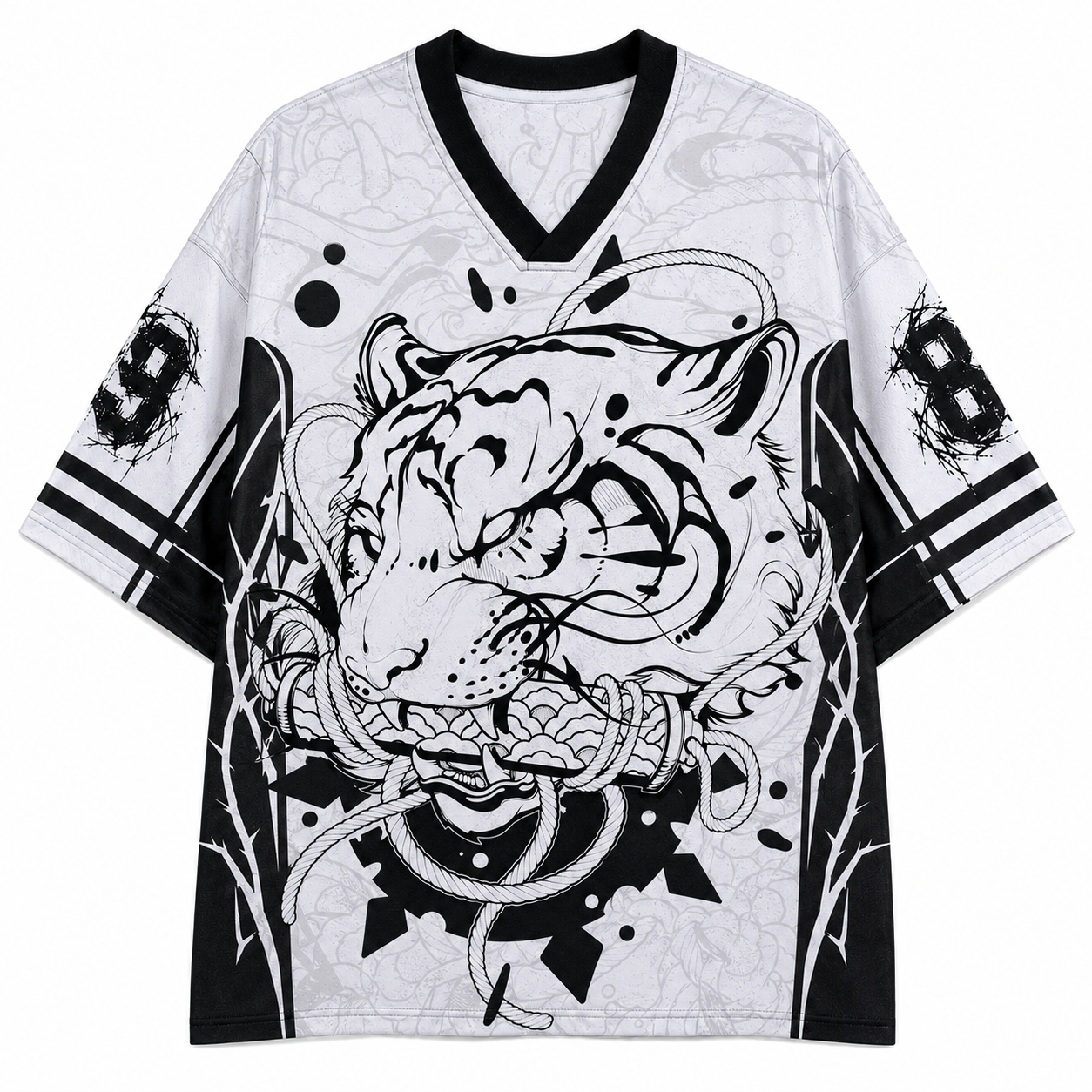 Japanese White Tiger Crest Mesh Jersey
