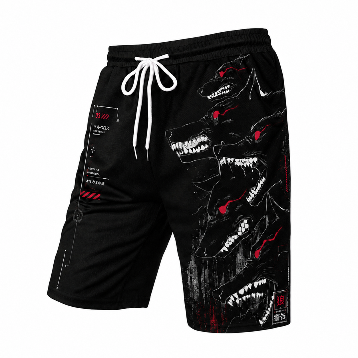 Japanese Black Tactical Graphic Shorts