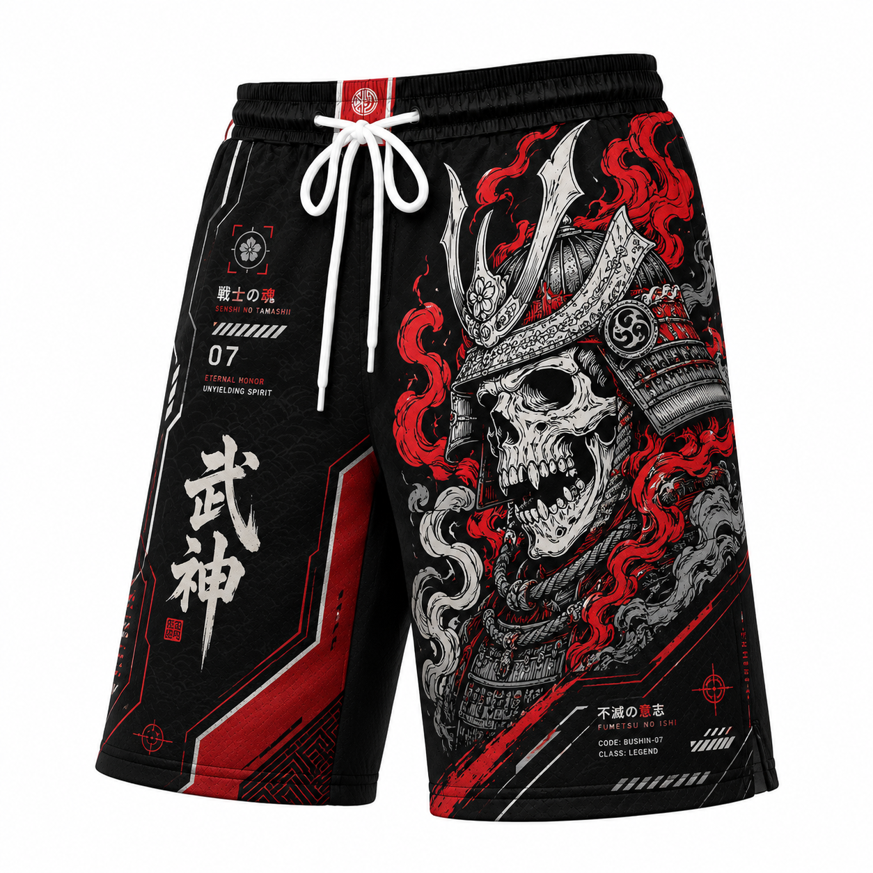 Japanese Samurai Skull Graphic Shorts