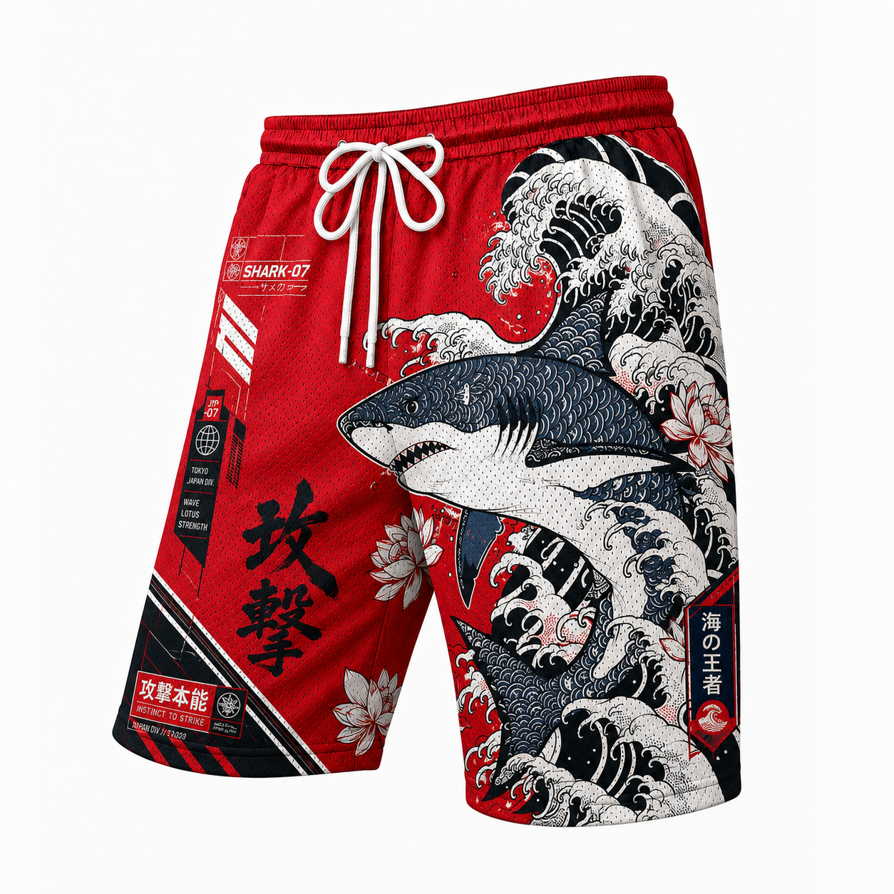 Japanese Red Wave Shark Shorts