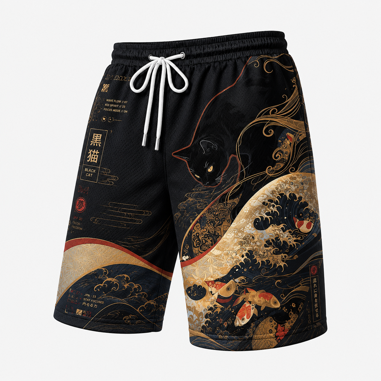 Japanese Moon Wave Graphic Shorts