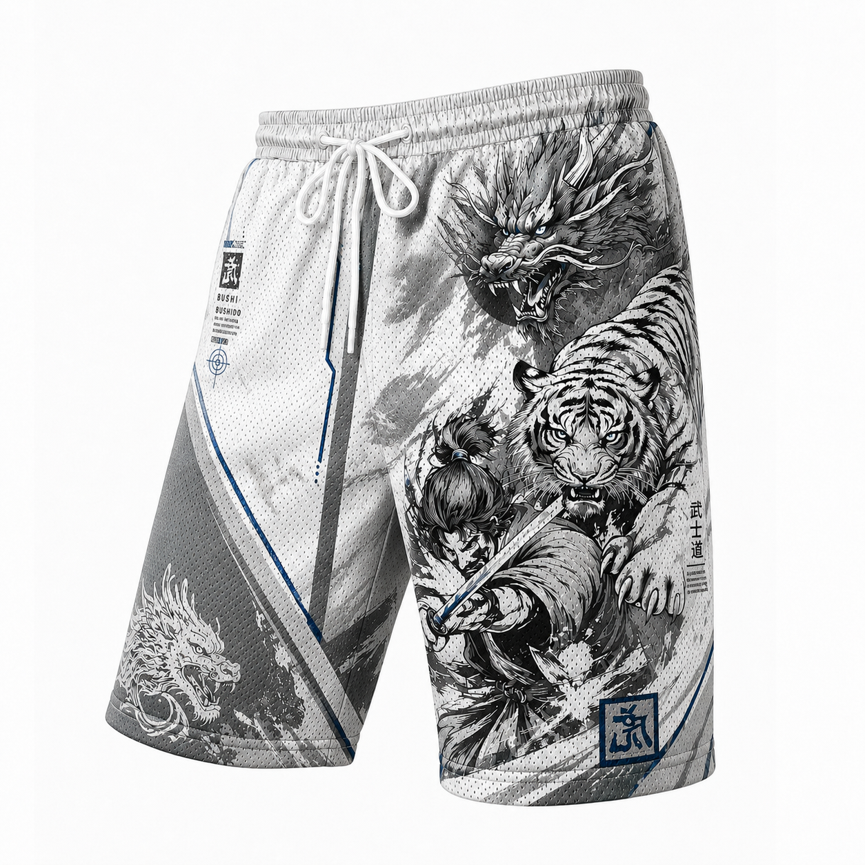 Japanese Silver Warrior Graphic Shorts