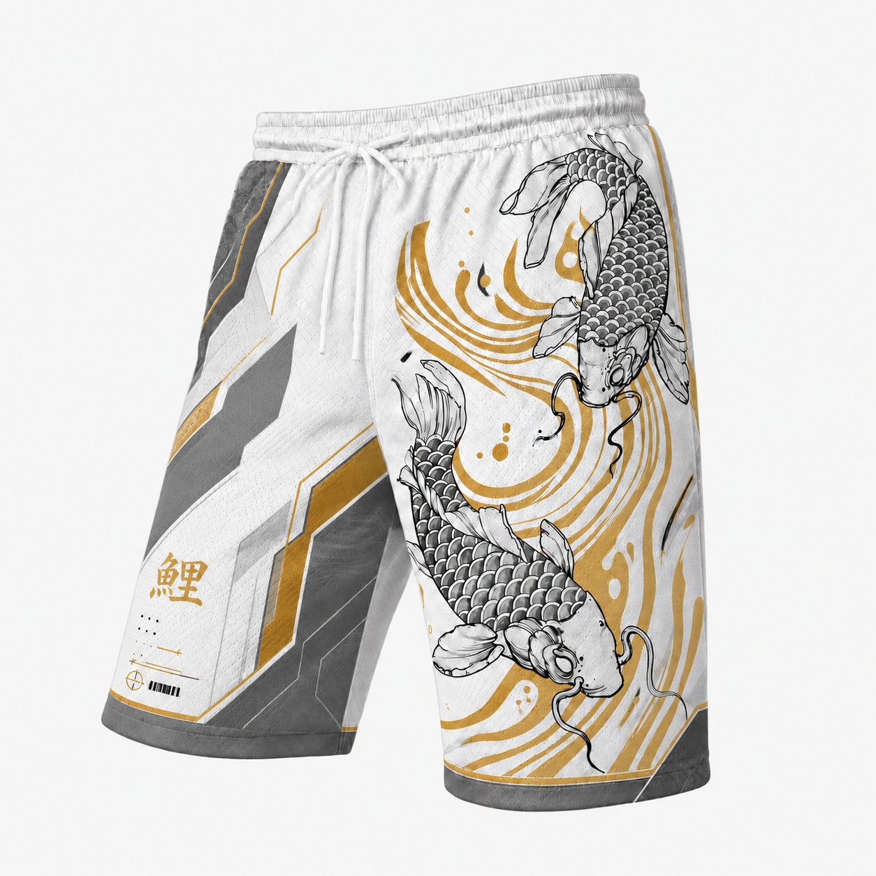 Japanese White Koi Graphic Shorts
