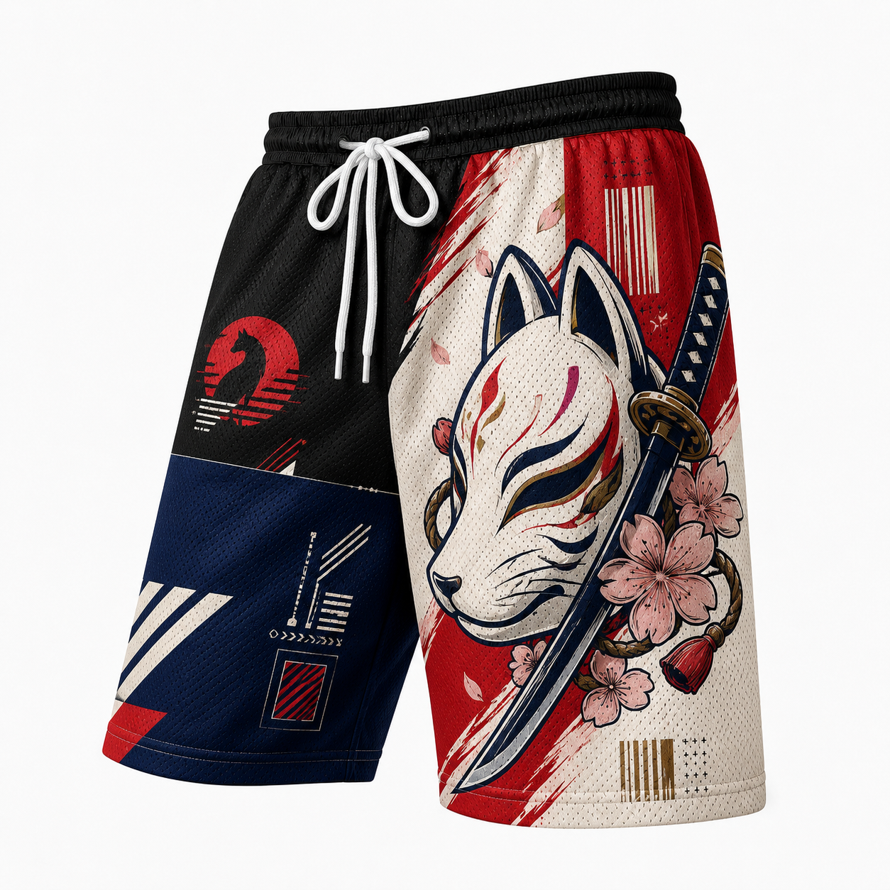 Japanese Fox Blossom Graphic Shorts