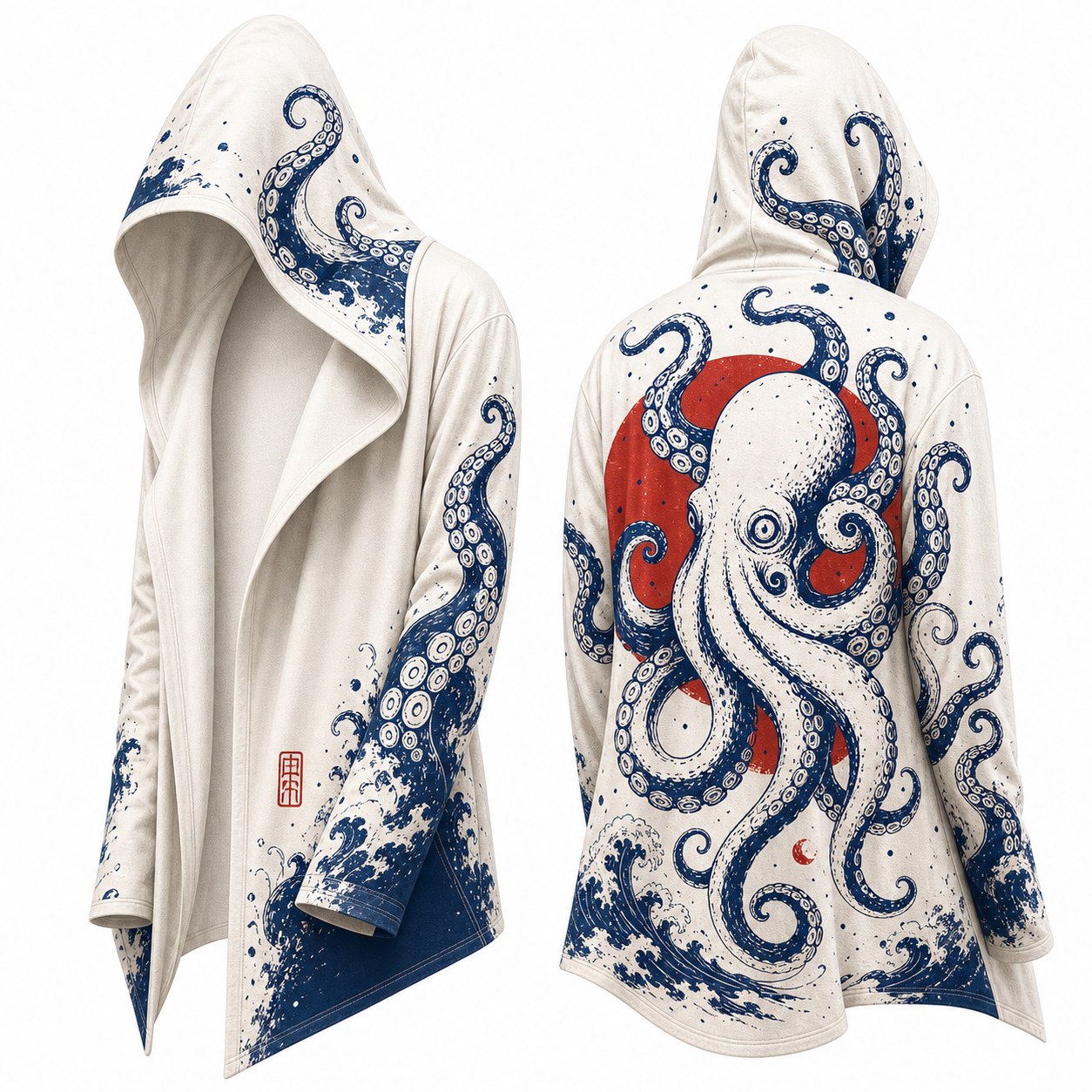 Japanese Night Wave hooded jacket