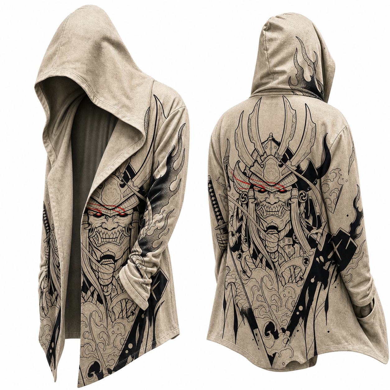 Japanese Neon Kitsune hooded jacket