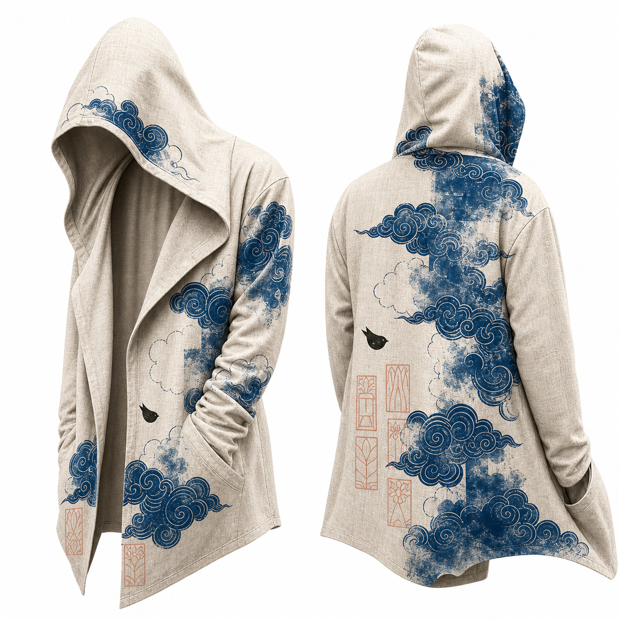 Japanese Dragon Scroll hooded jacket