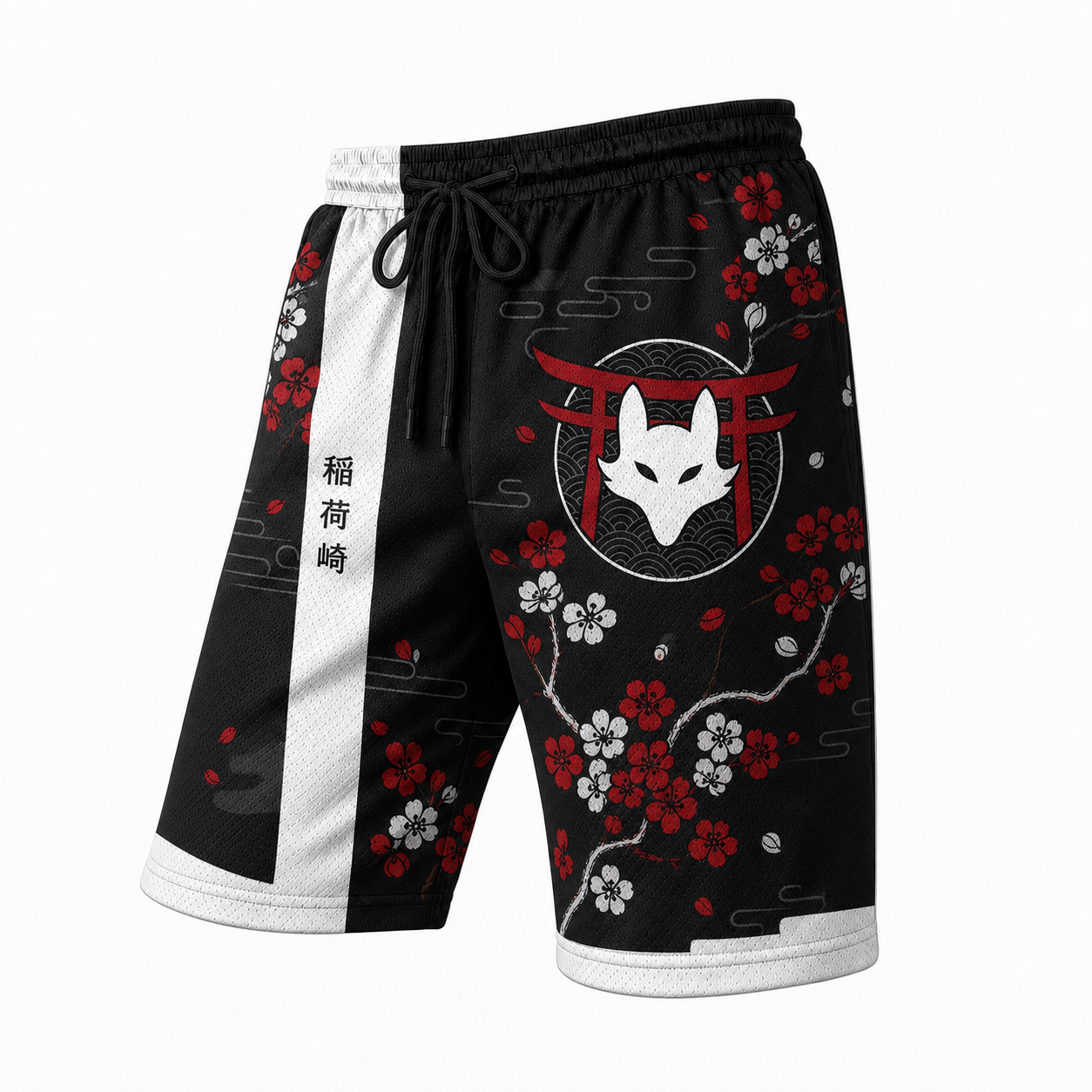 Japanese Sakura Fox Graphic Shorts