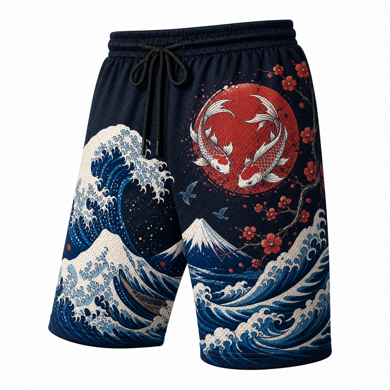 Japanese Red Wave Graphic Shorts