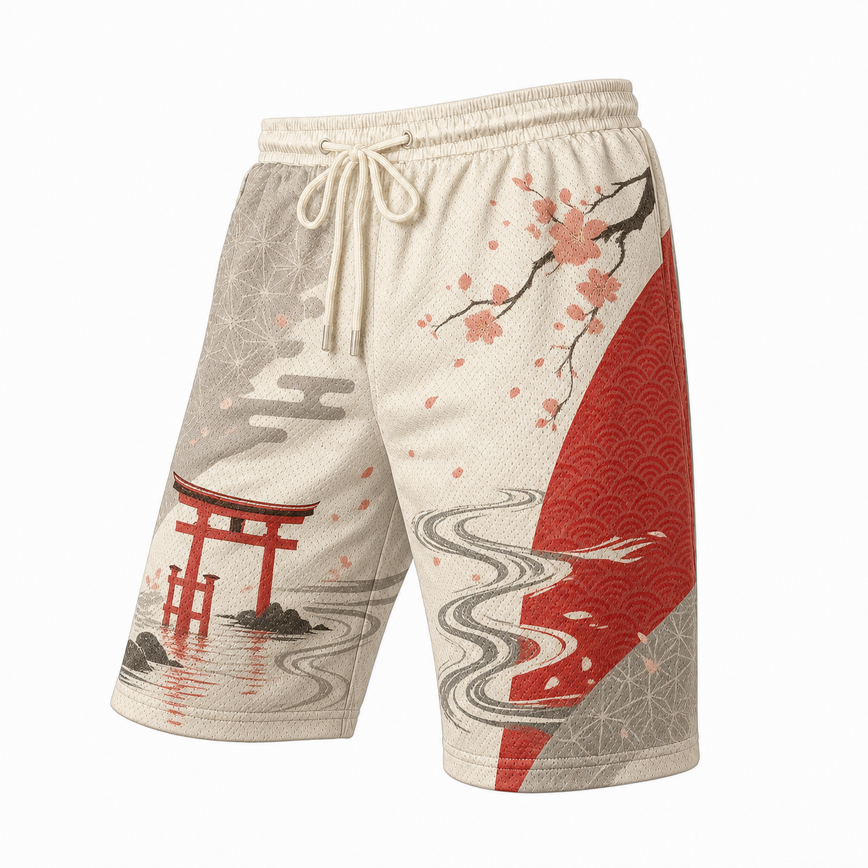 Japanese Moonlit Fox Graphic Shorts