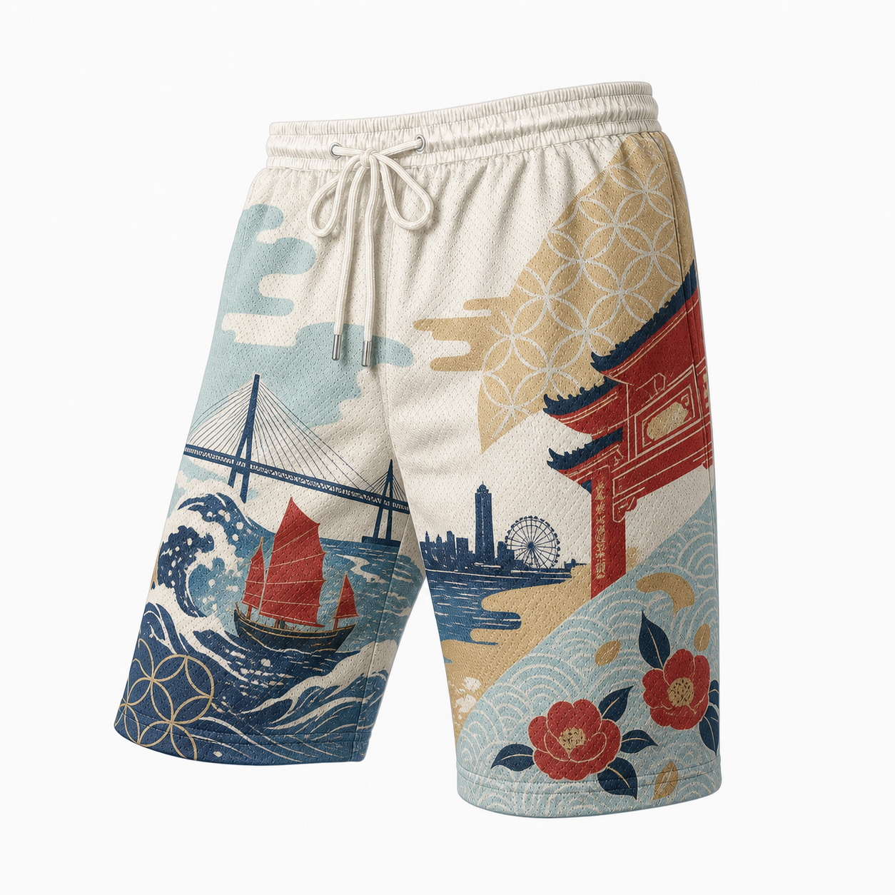 Japanese Dark Sakura Graphic Shorts