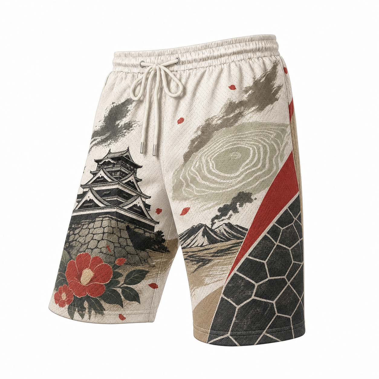 Japanese White Dragon Graphic Shorts