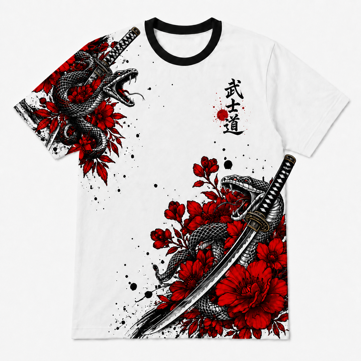 Japanese Red Dragon Blade Graphic Tee