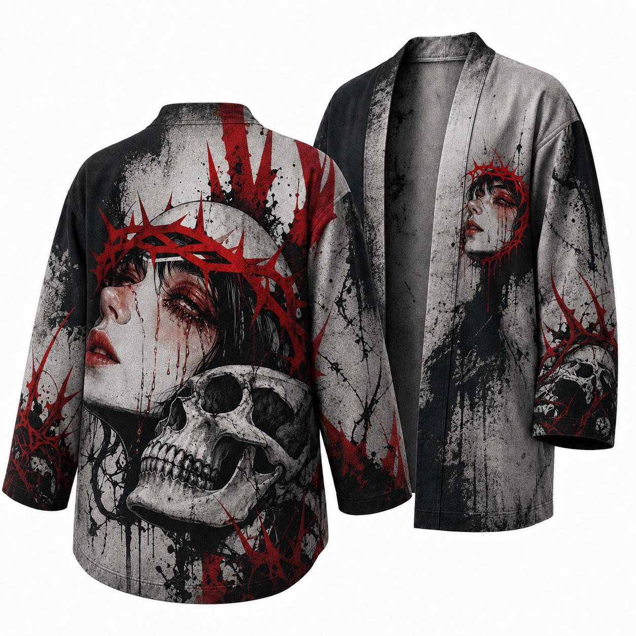 Japanese Dark White Sigil Kimono Jacket