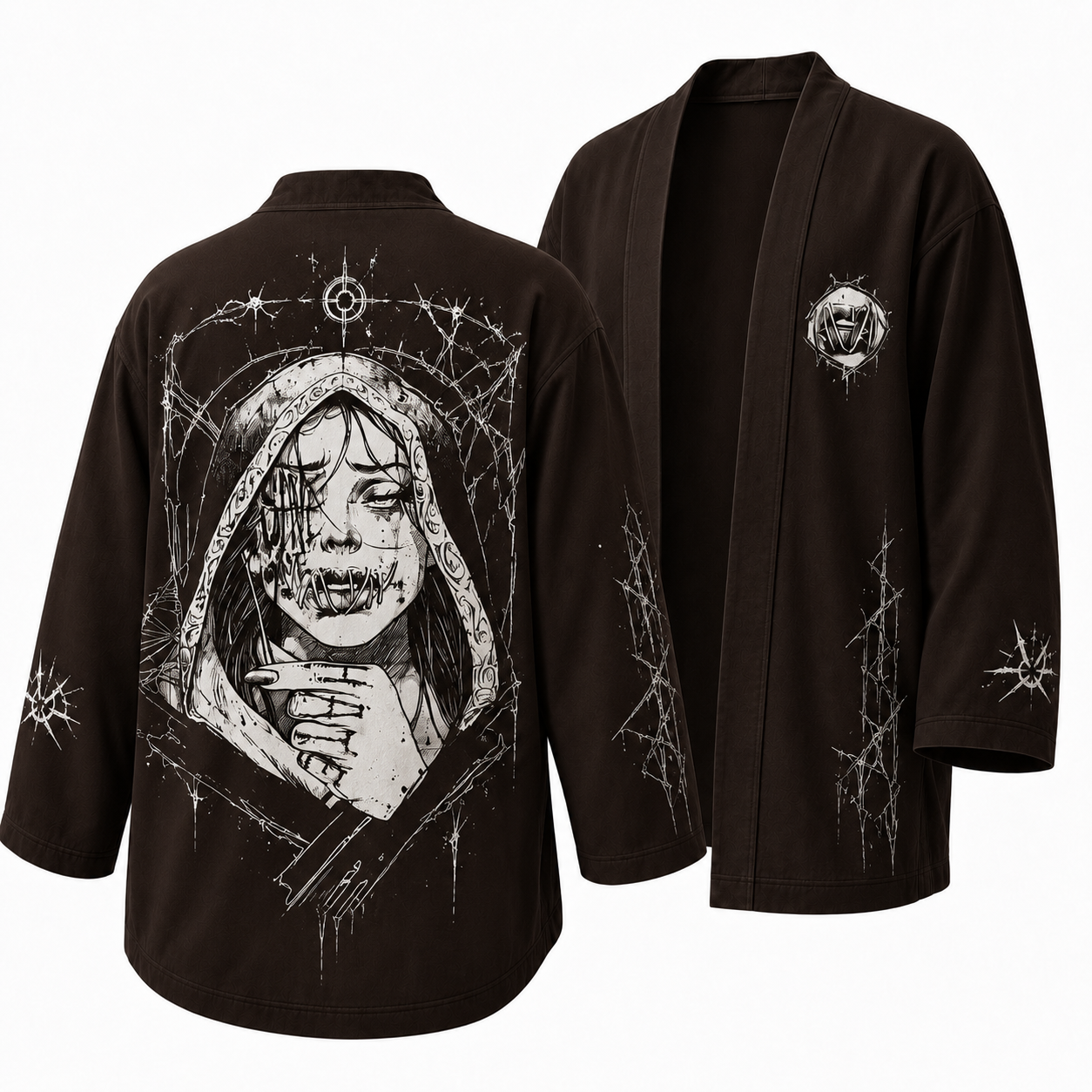 Japanese Dark Horror Faces Kimono Jacket
